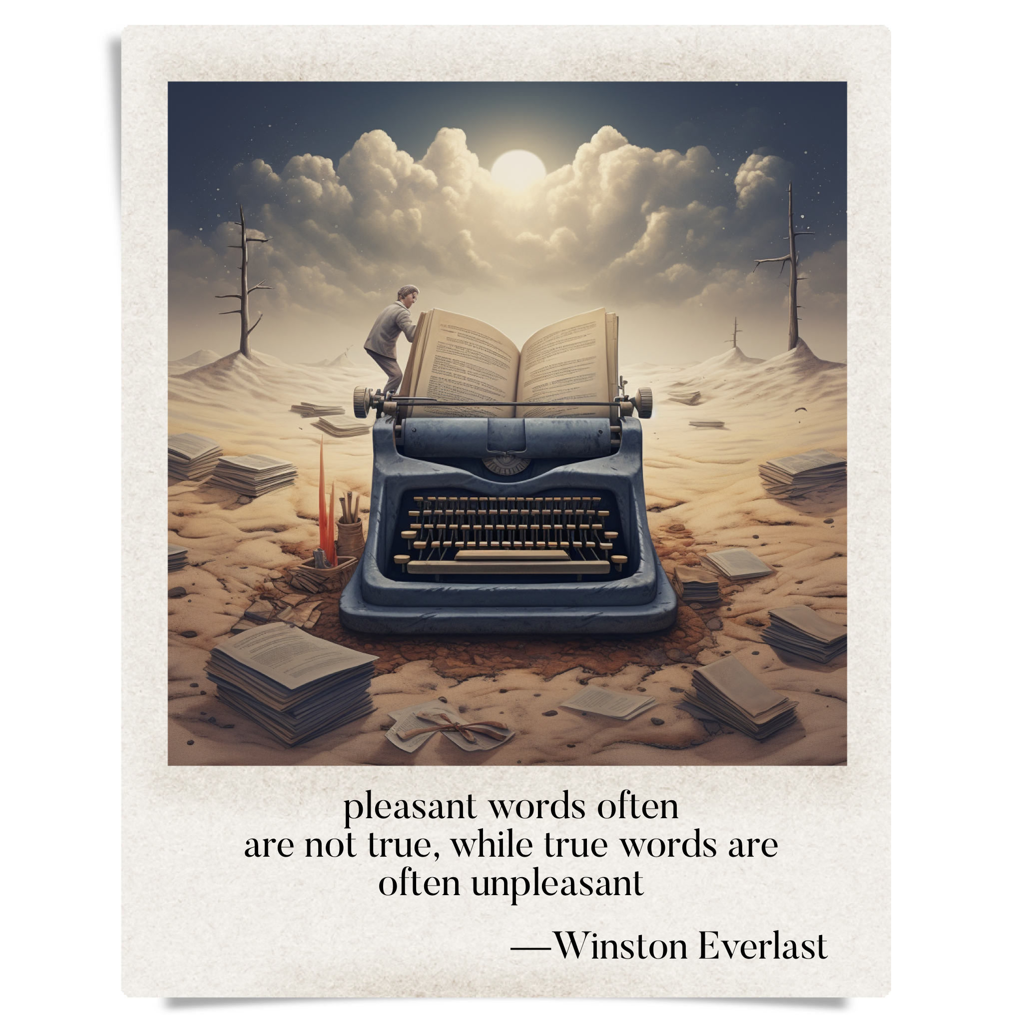 pleasant words often / are not true, while true words are / often unpleasant — haiga by Winston Everlast