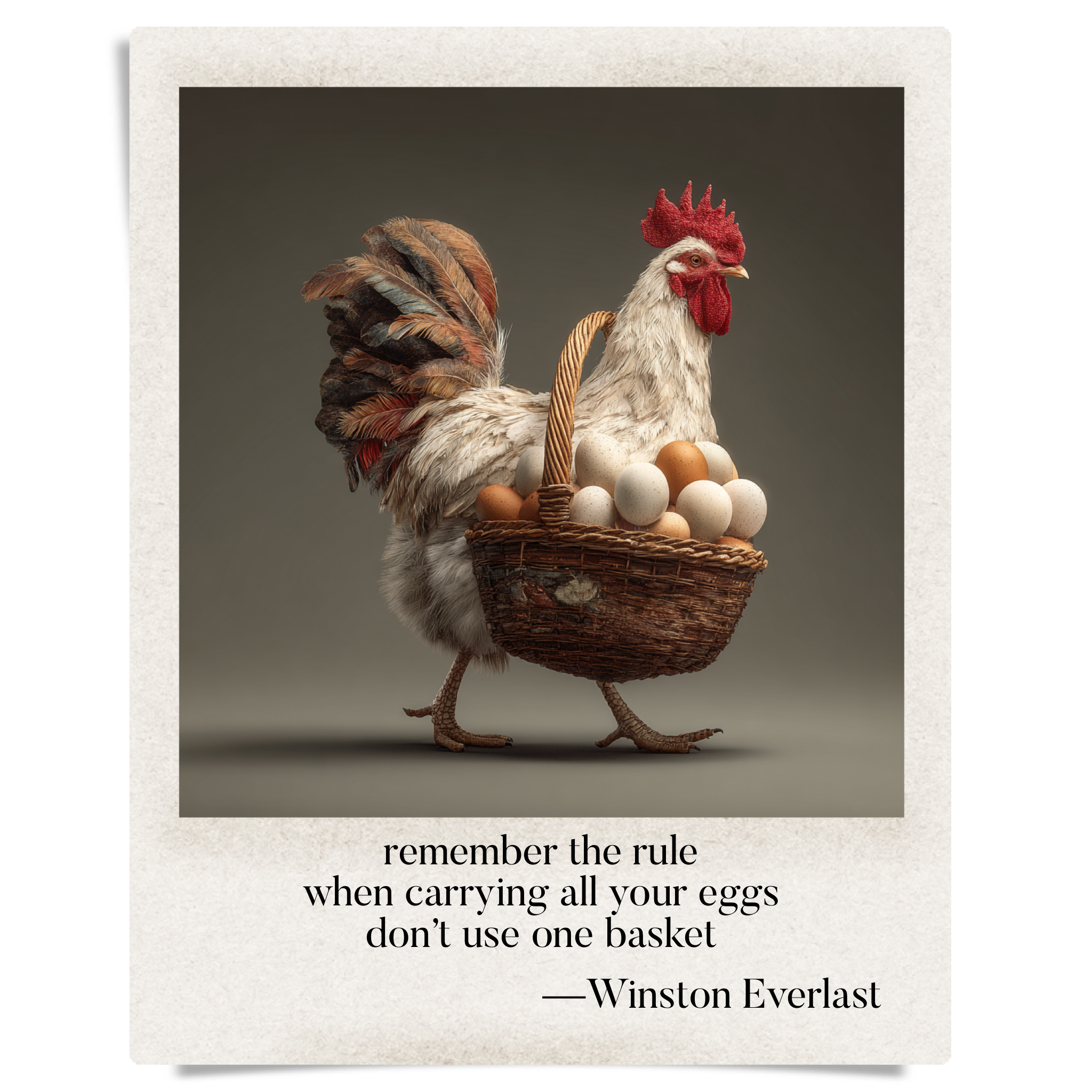 remember the rule / when carrying all your eggs / don't use one basket — haiga by Winston Everlast