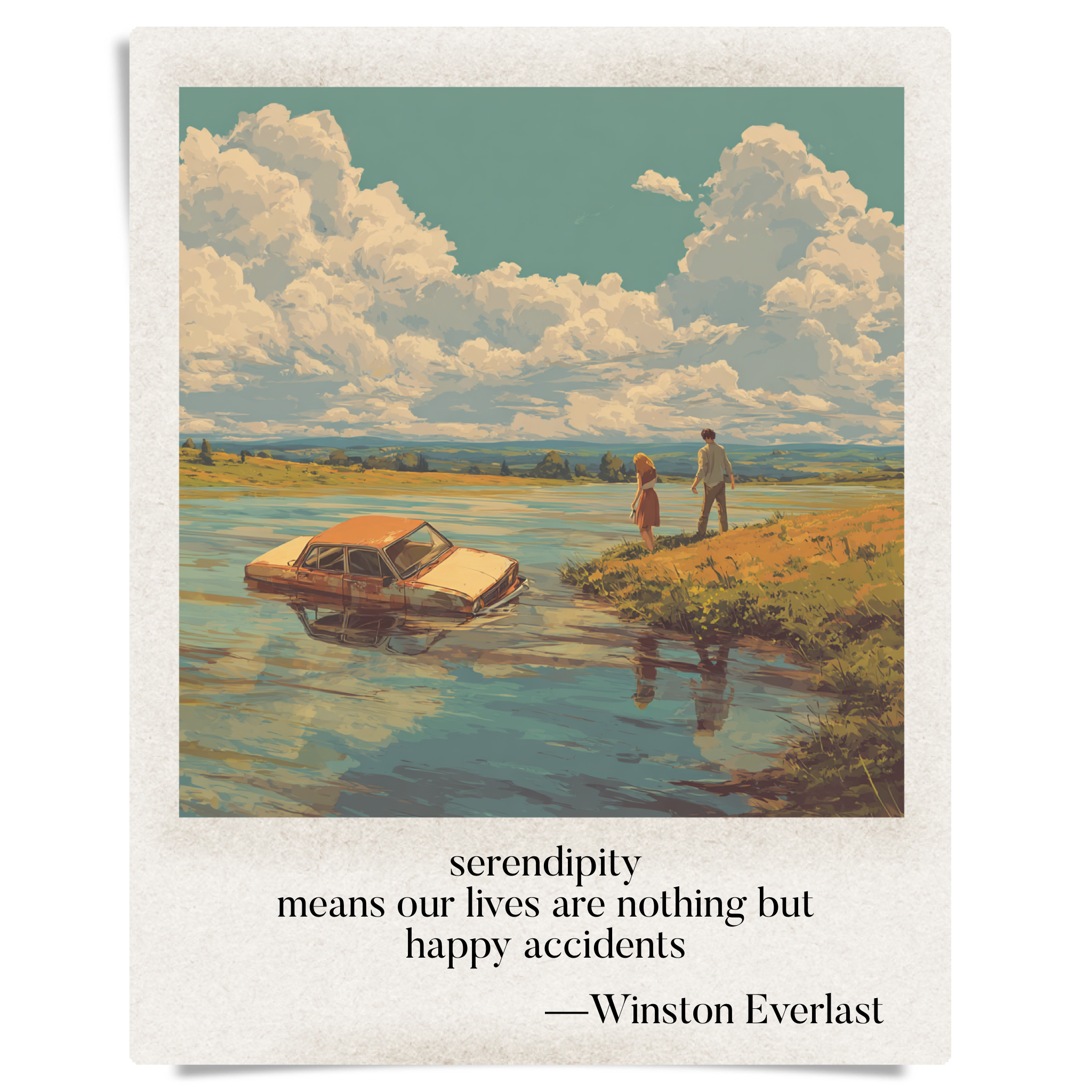 serendipity / means our lives are nothing but / happy accidents — haiga by Winston Everlast