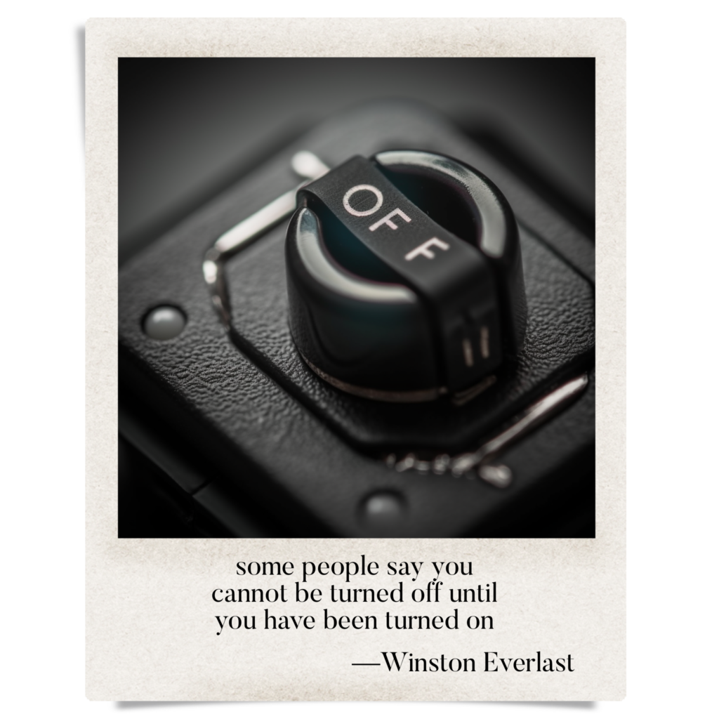 some people say you / cannot be turned off until / you have been turned on — haiga by Winston Everlast