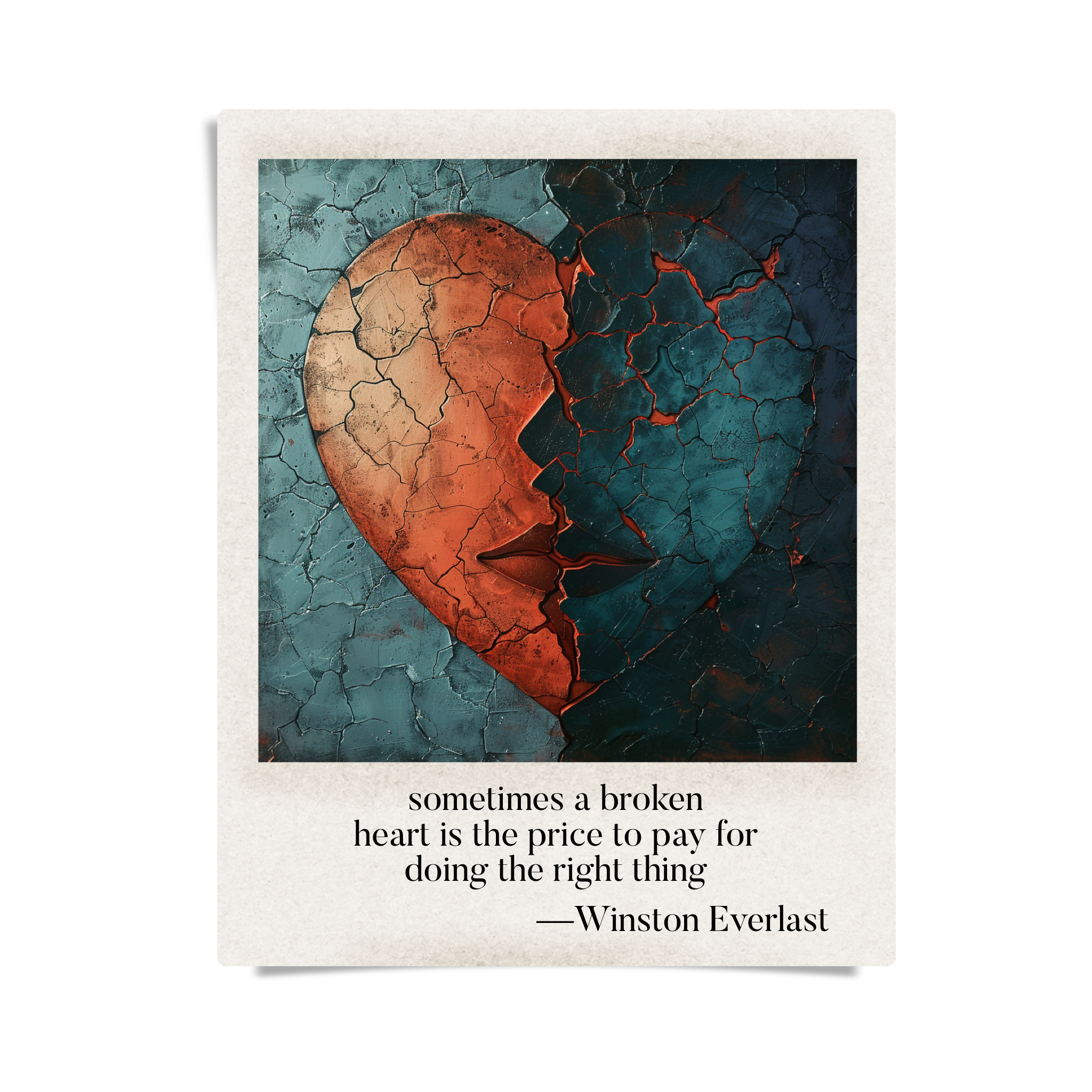 sometimes a broken / heart is the price to pay for / doing the right thing — haiga by Winston Everlast