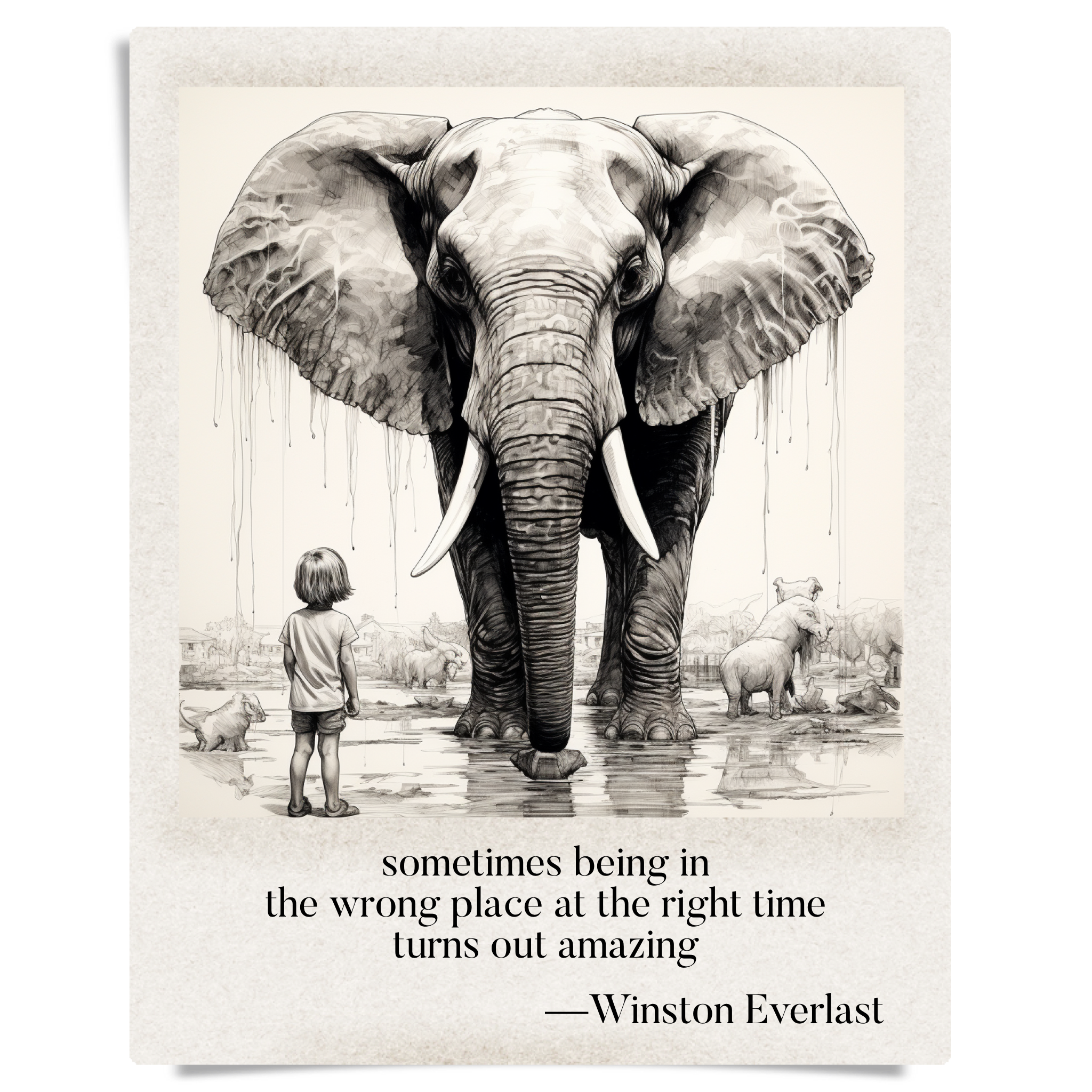 sometimes being in / the wrong place at the right time / turns out amazing — haiga by Winston Everlast