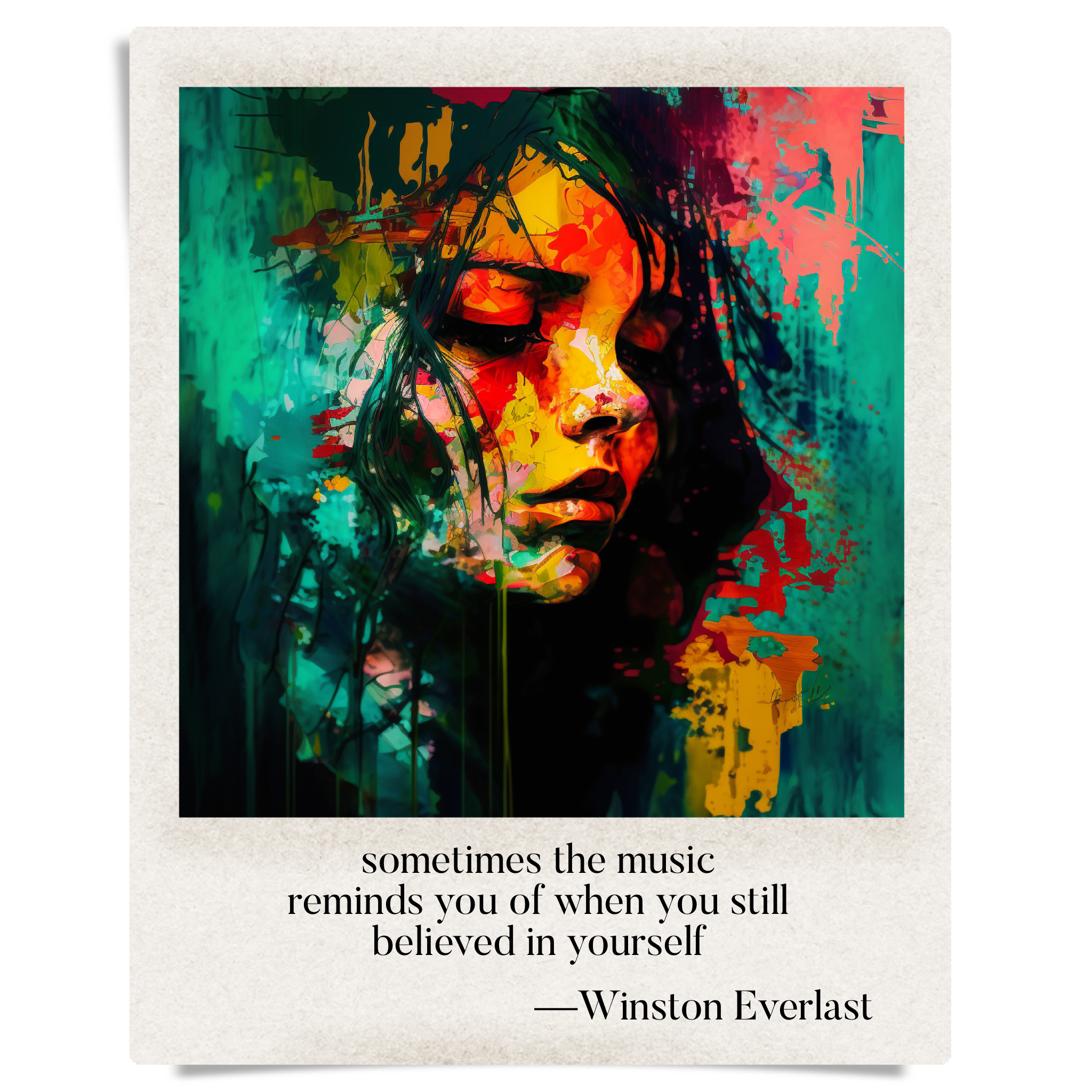 sometimes the music / reminds you of when you still / believed in yourself — haiga by Winston Everlast