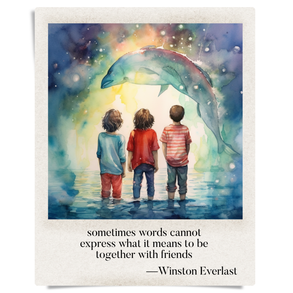 sometimes words cannot / express what it means to be / together with friends — haiga by Winston Everlast