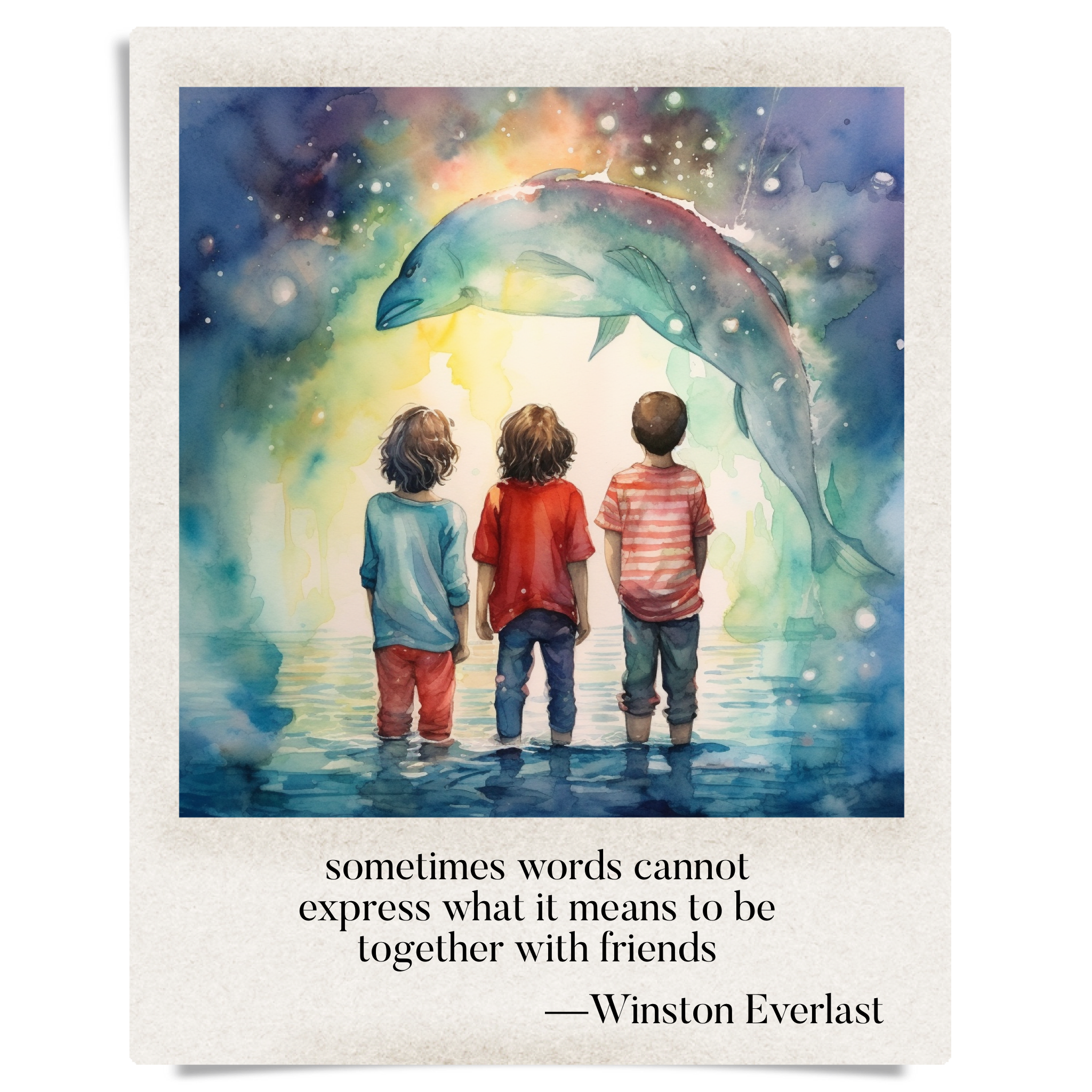 sometimes words cannot / express what it means to be / together with friends — haiga by Winston Everlast