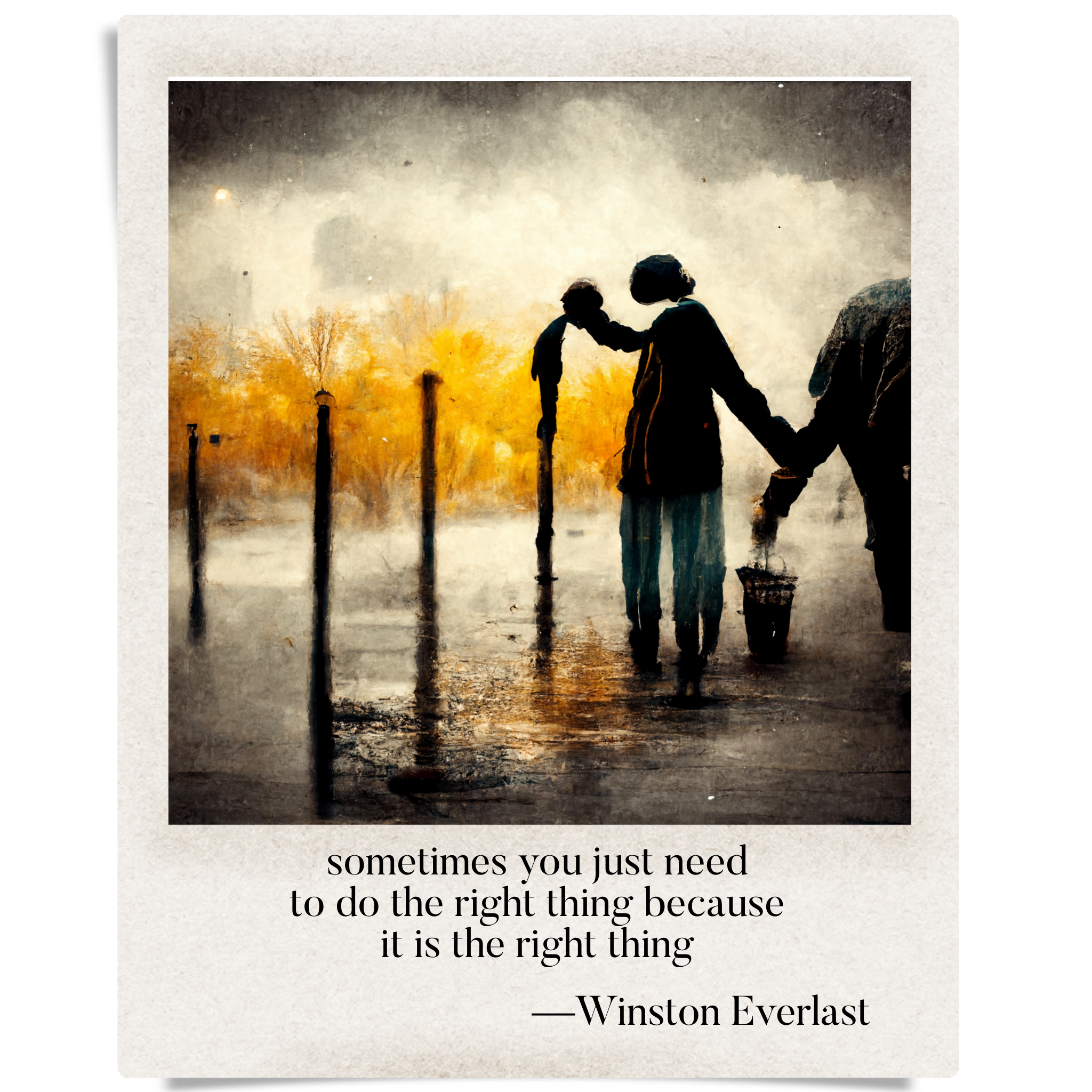 sometimes you just need / to do the right thing because / it is the right thing — haiga by Winston Everlast