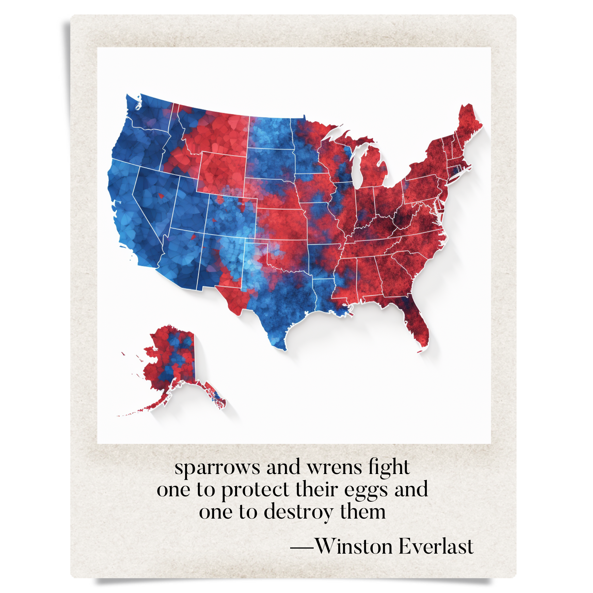 sparrows and wrens fight / one to protect their eggs and / one to destroy them — haiga by Winston Everlast