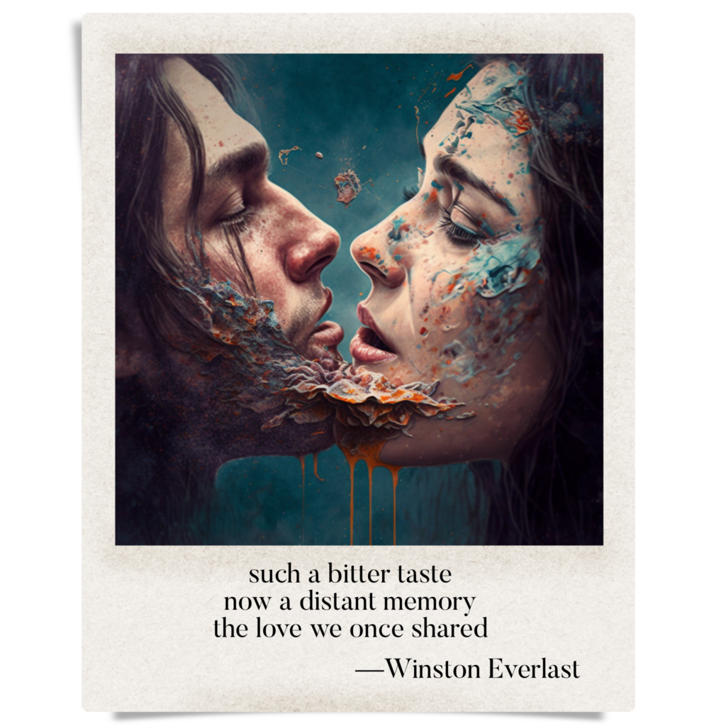 such a bitter taste / now a distant memory / the love we once shared — haiga by Winston Everlast