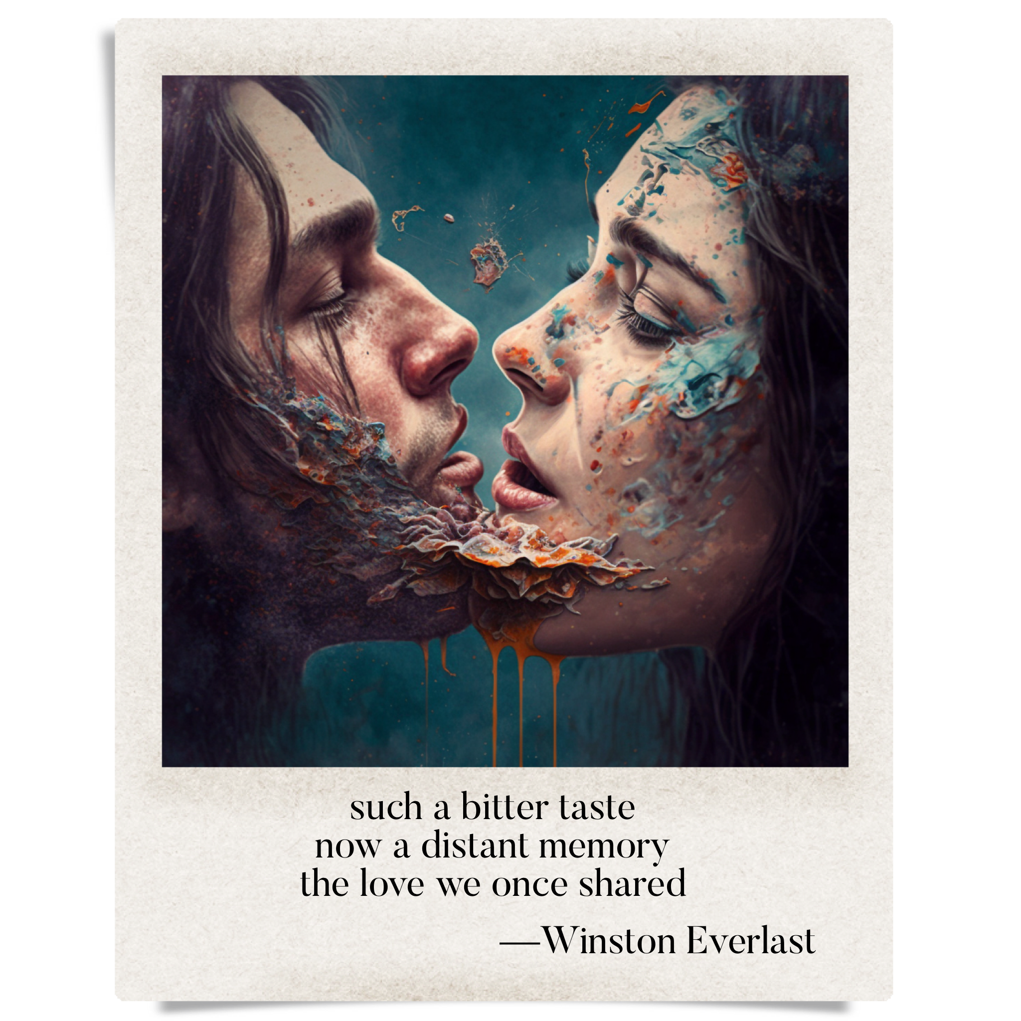 such a bitter taste / now a distant memory / the love we once shared — haiga by Winston Everlast