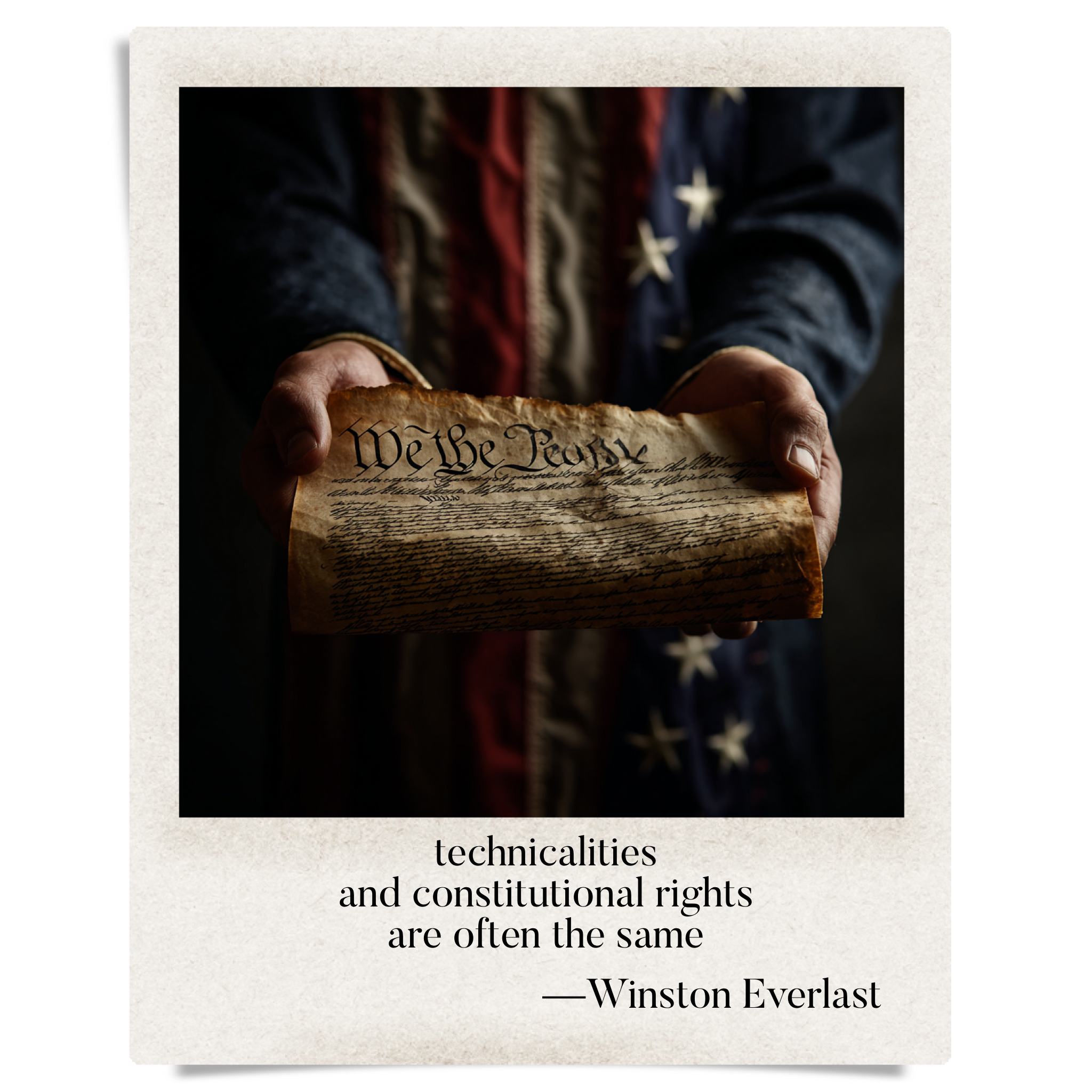 technicalities / and constitutional rights / are often the same — haiga by Winston Everlast