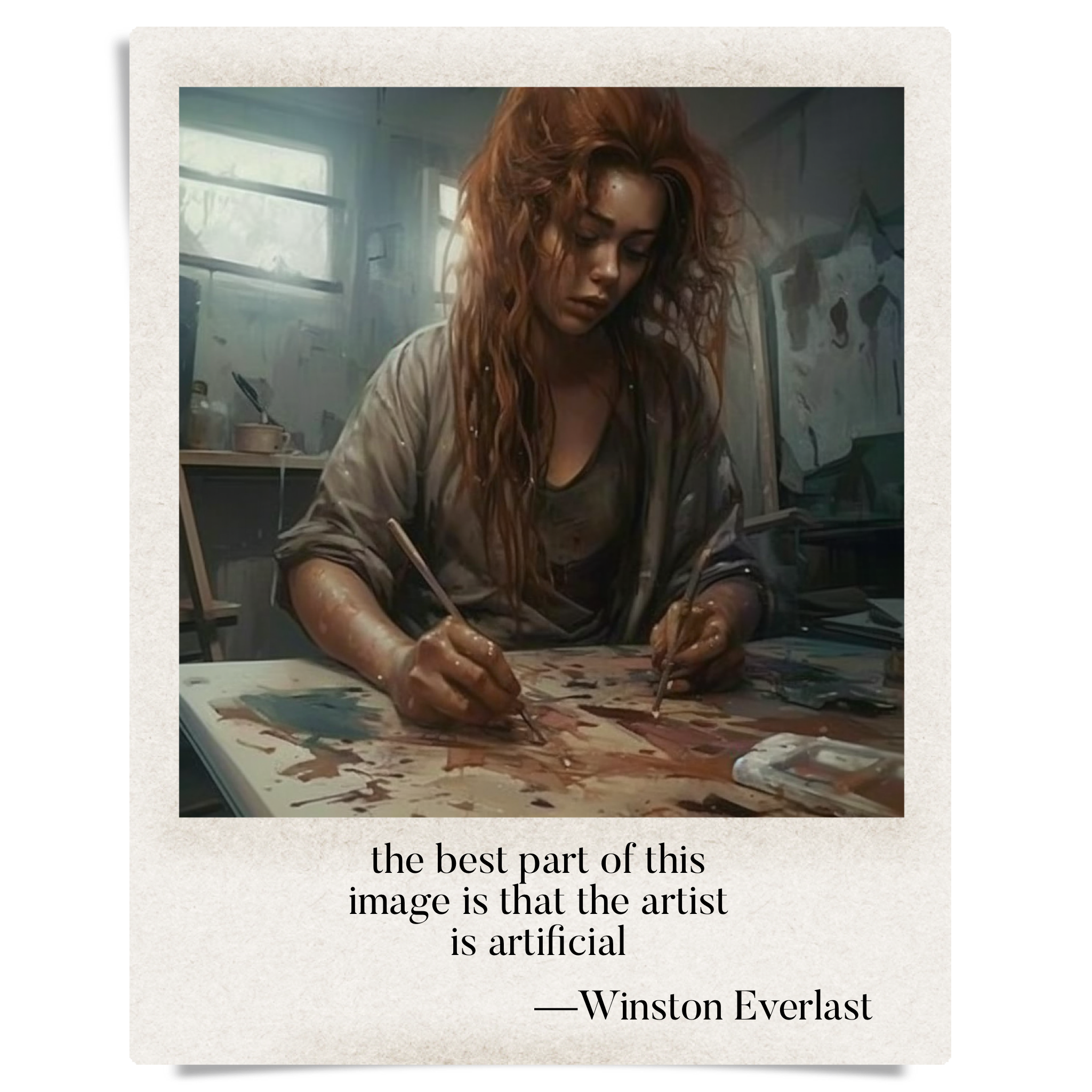 the best part of this / image is that the artist / is artificial — haiga by Winston Everlast