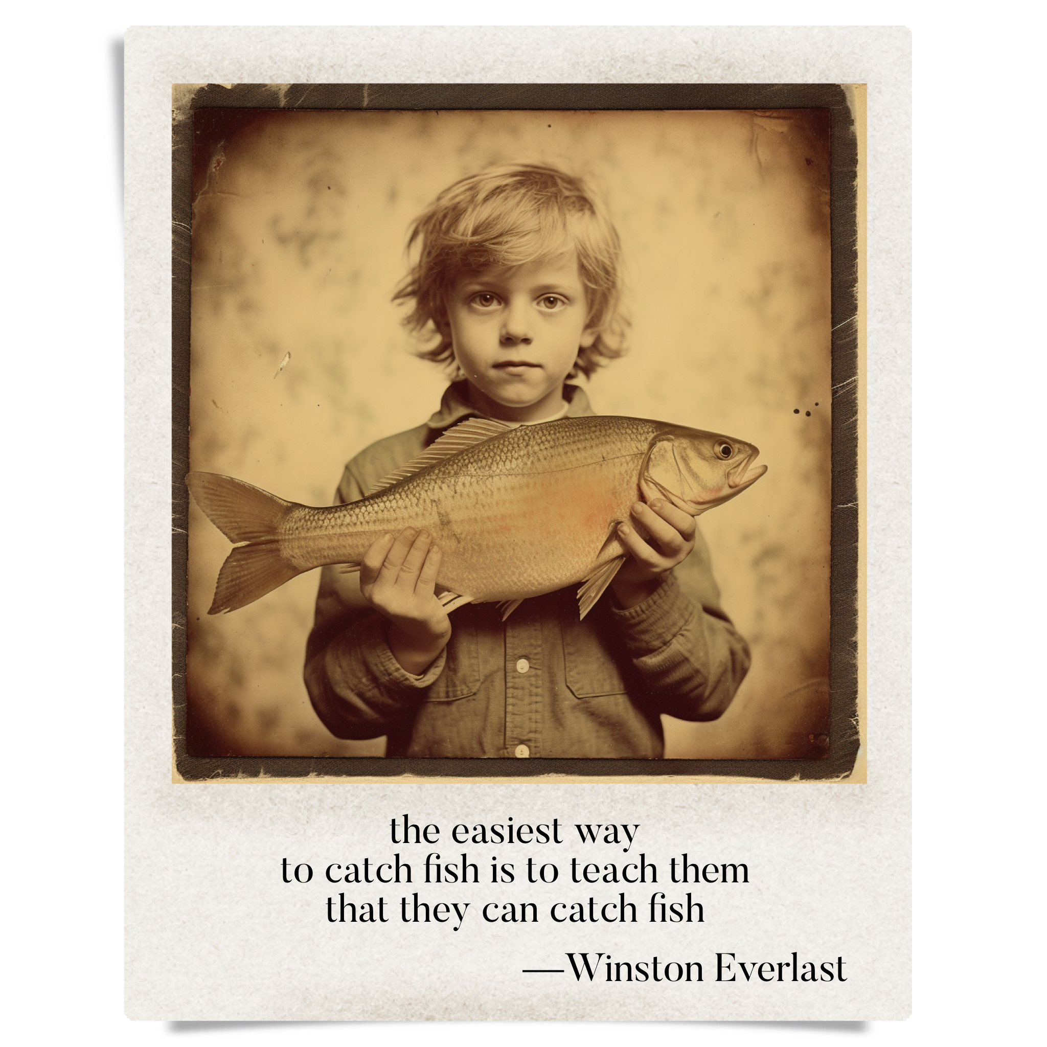 the easiest way / to catch fish is to teach them / that they can catch fish — haiga by Winston Everlast