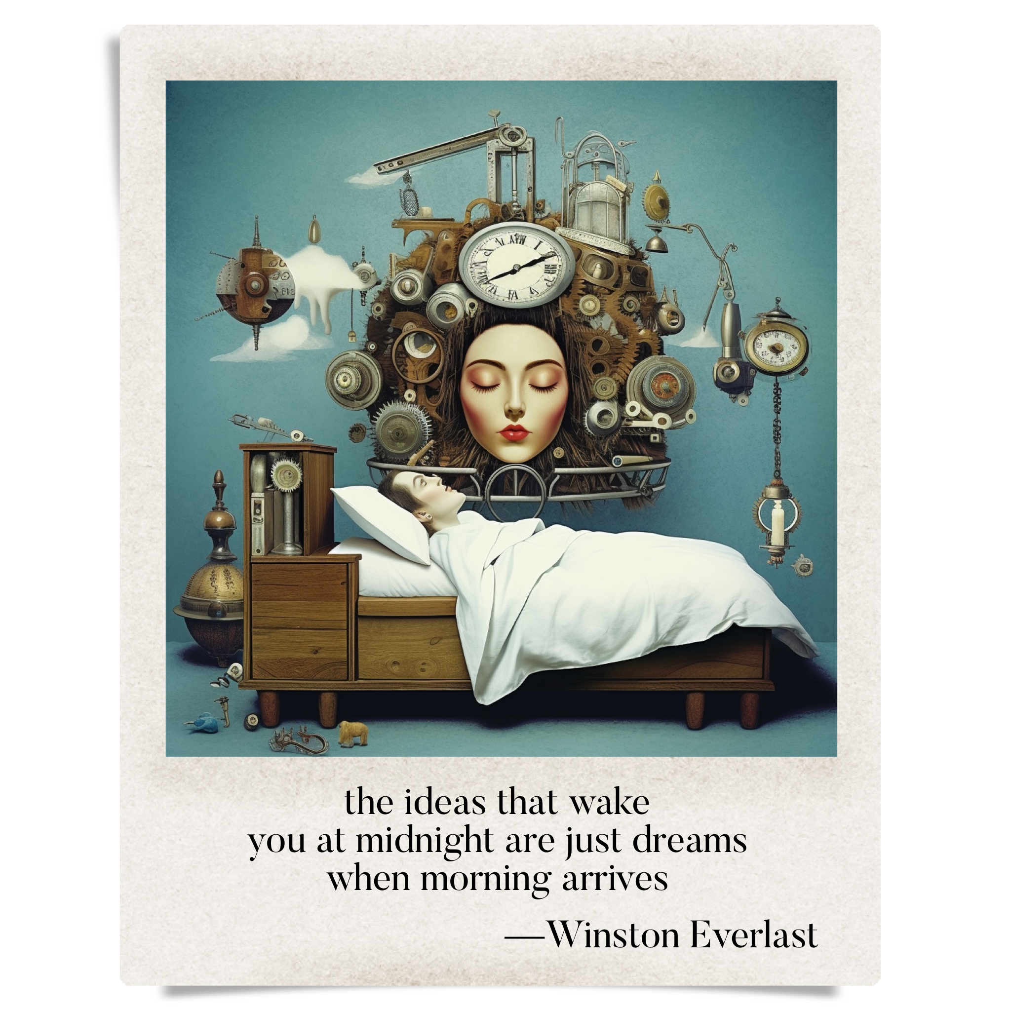 the ideas that wake / you at midnight are just dreams / when morning arrives — haiga by Winston Everlast