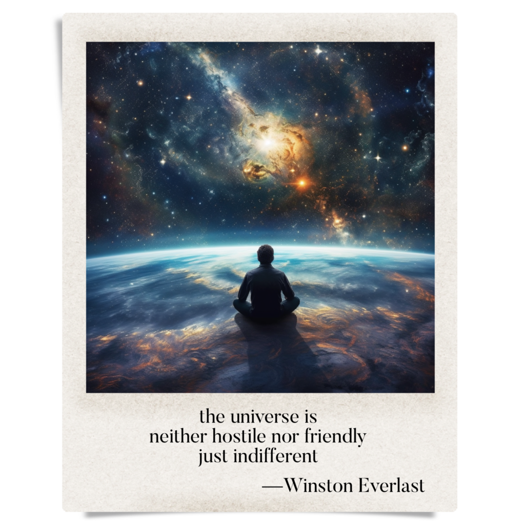 the universe is / neither hostile nor friendly / just indifferent — haiga by Winston Everlast