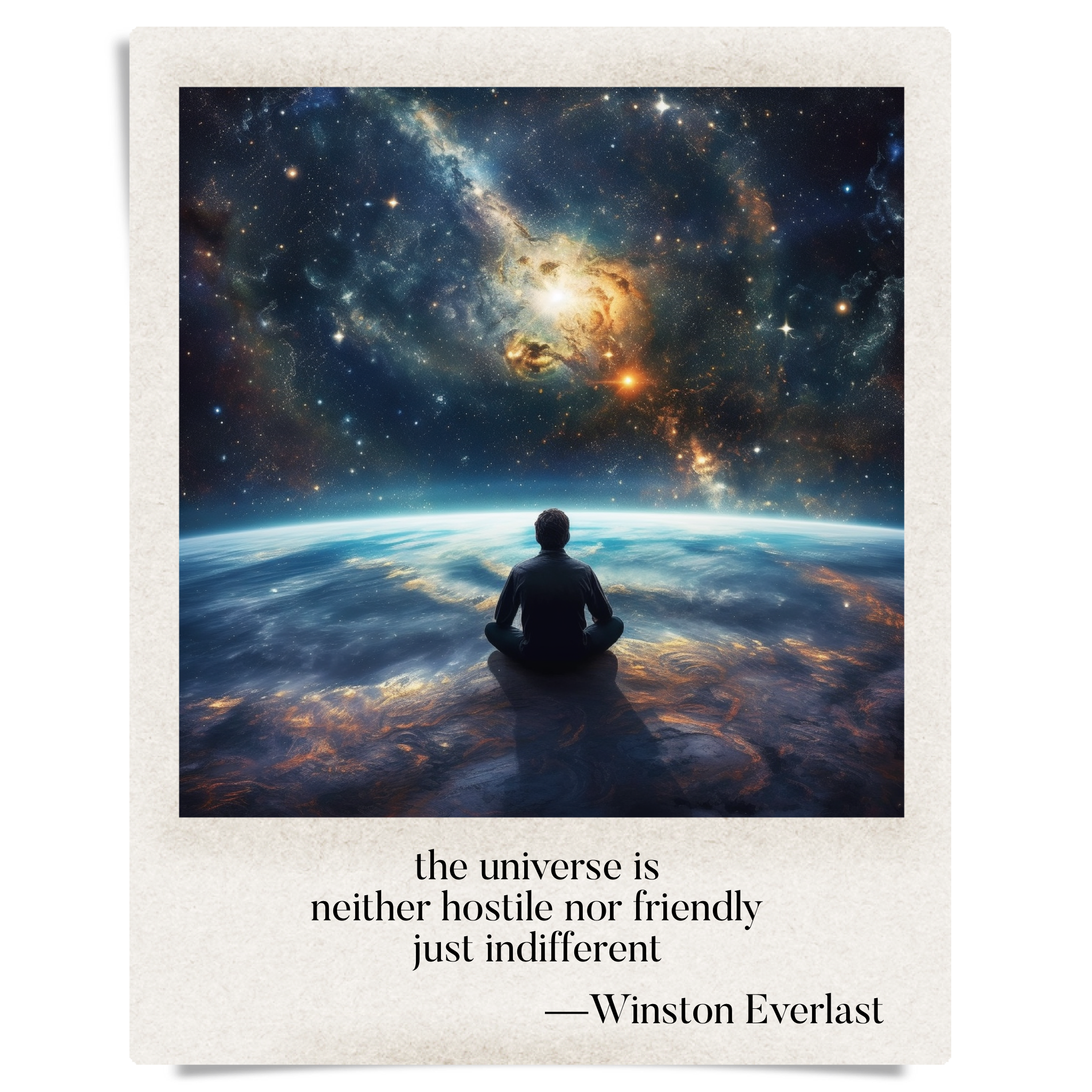 the universe is / neither hostile nor friendly / just indifferent — haiga by Winston Everlast