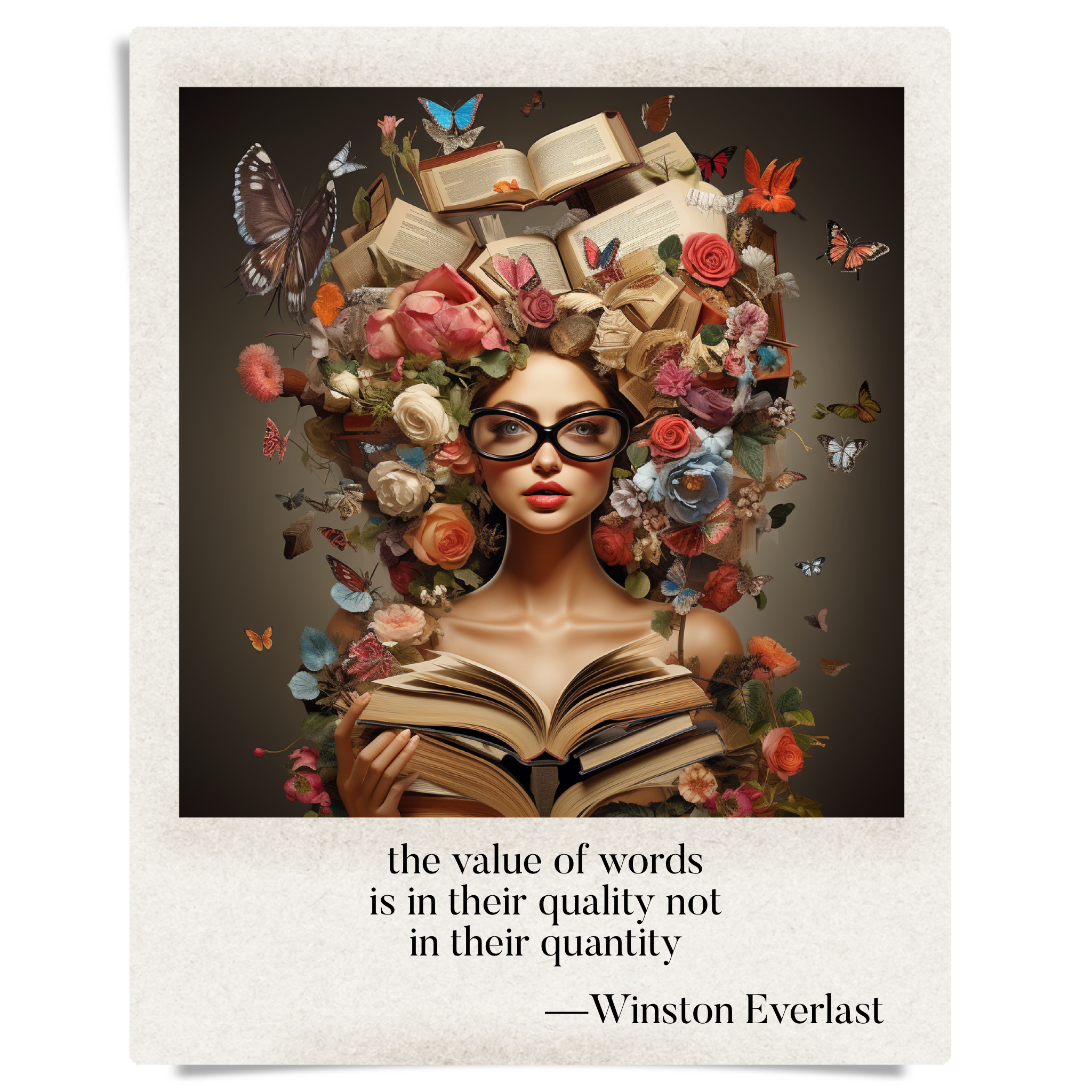 the value of words / is in their quality not / in their quantity — haiga by Winston Everlast