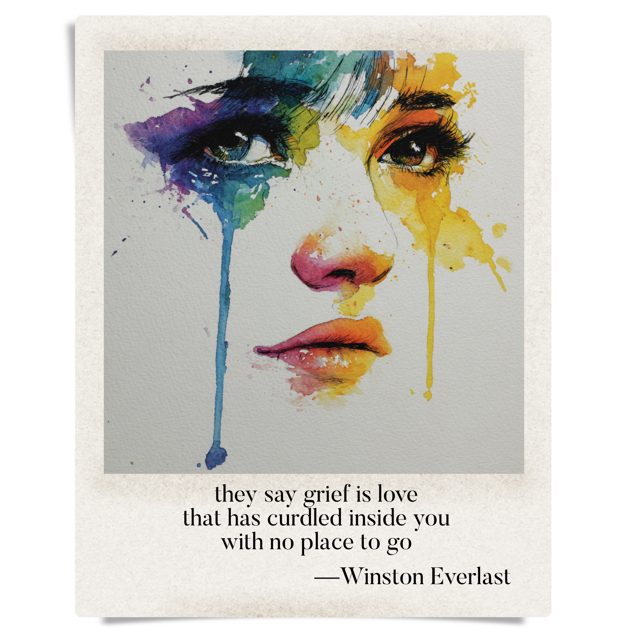 they say grief is love / that has curdled inside you / with no place to go — haiga by Winston Everlast
