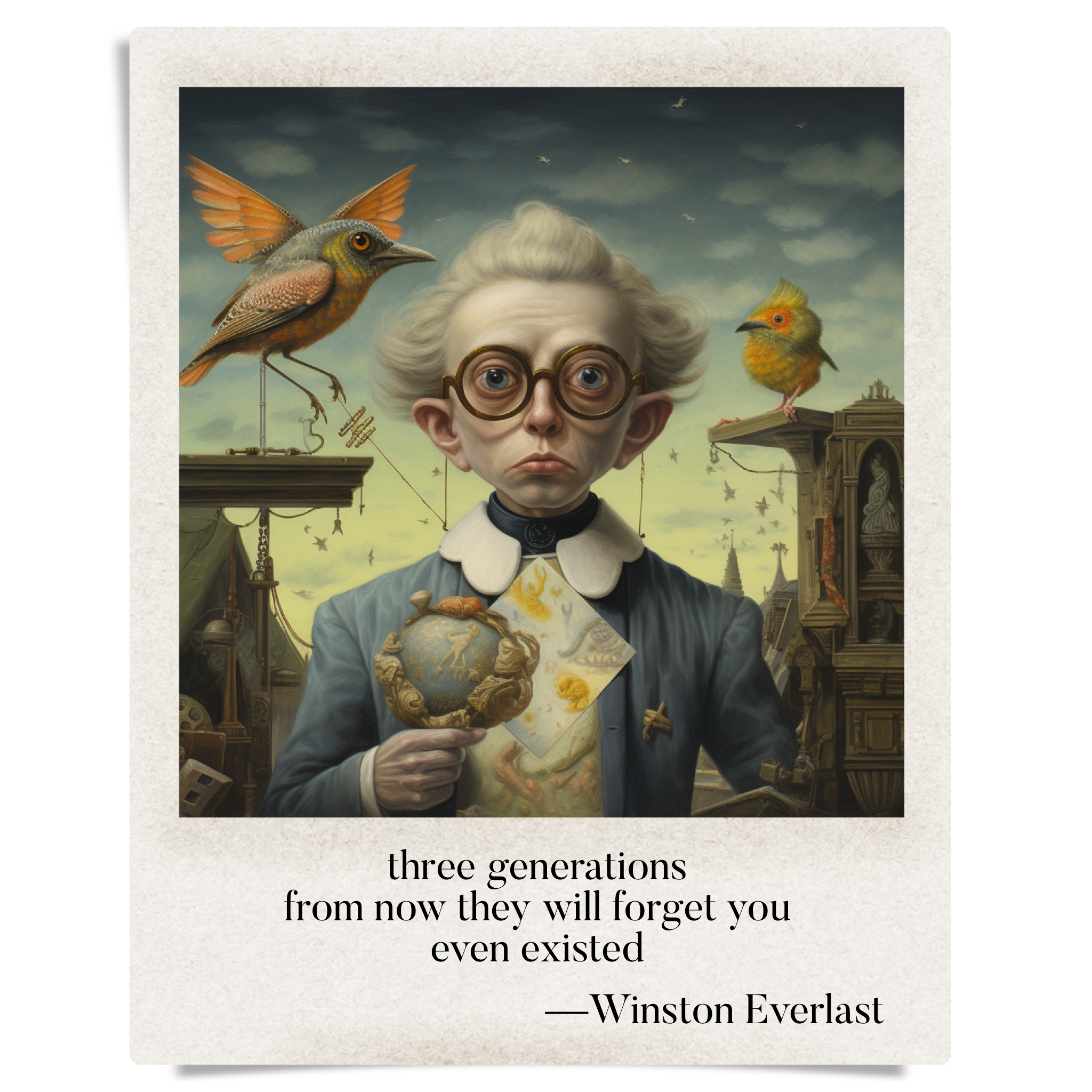 three generations / from now they will forget you / even existed — haiga by Winston Everlast