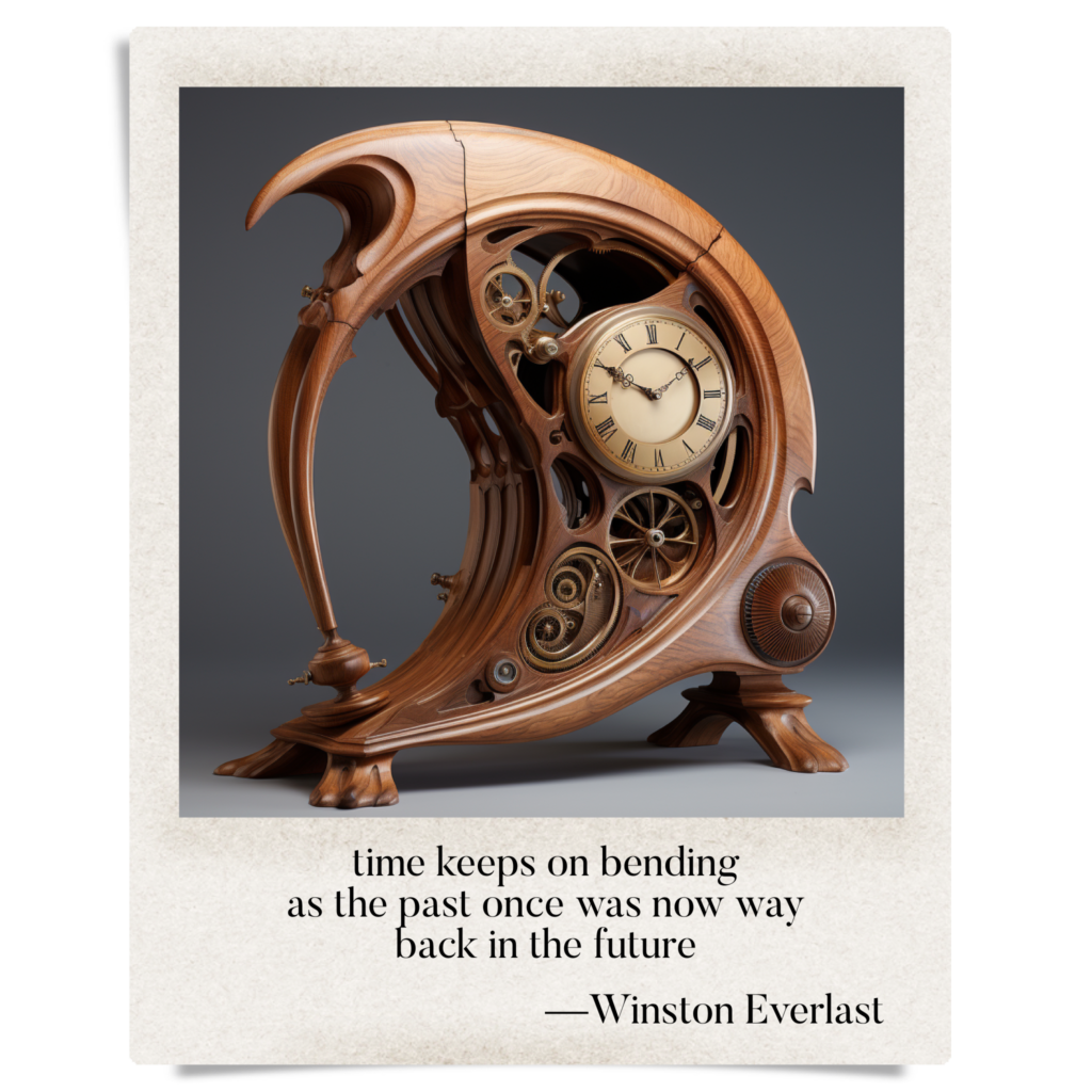 time keeps on bending / as the past once was now way / back in the future — haiga by Winston Everlast