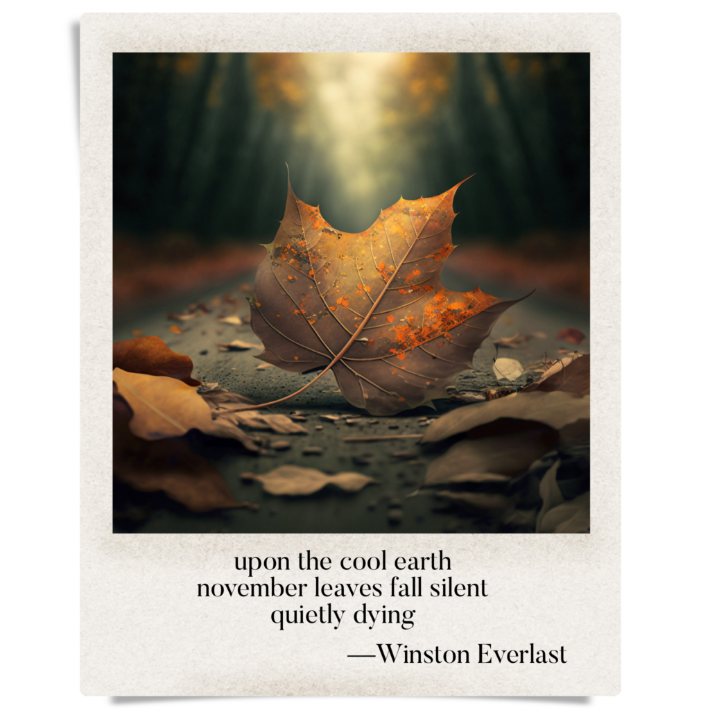 upon the cool earth / november leaves fall silent / quietly dying — haiga by Winston Everlast