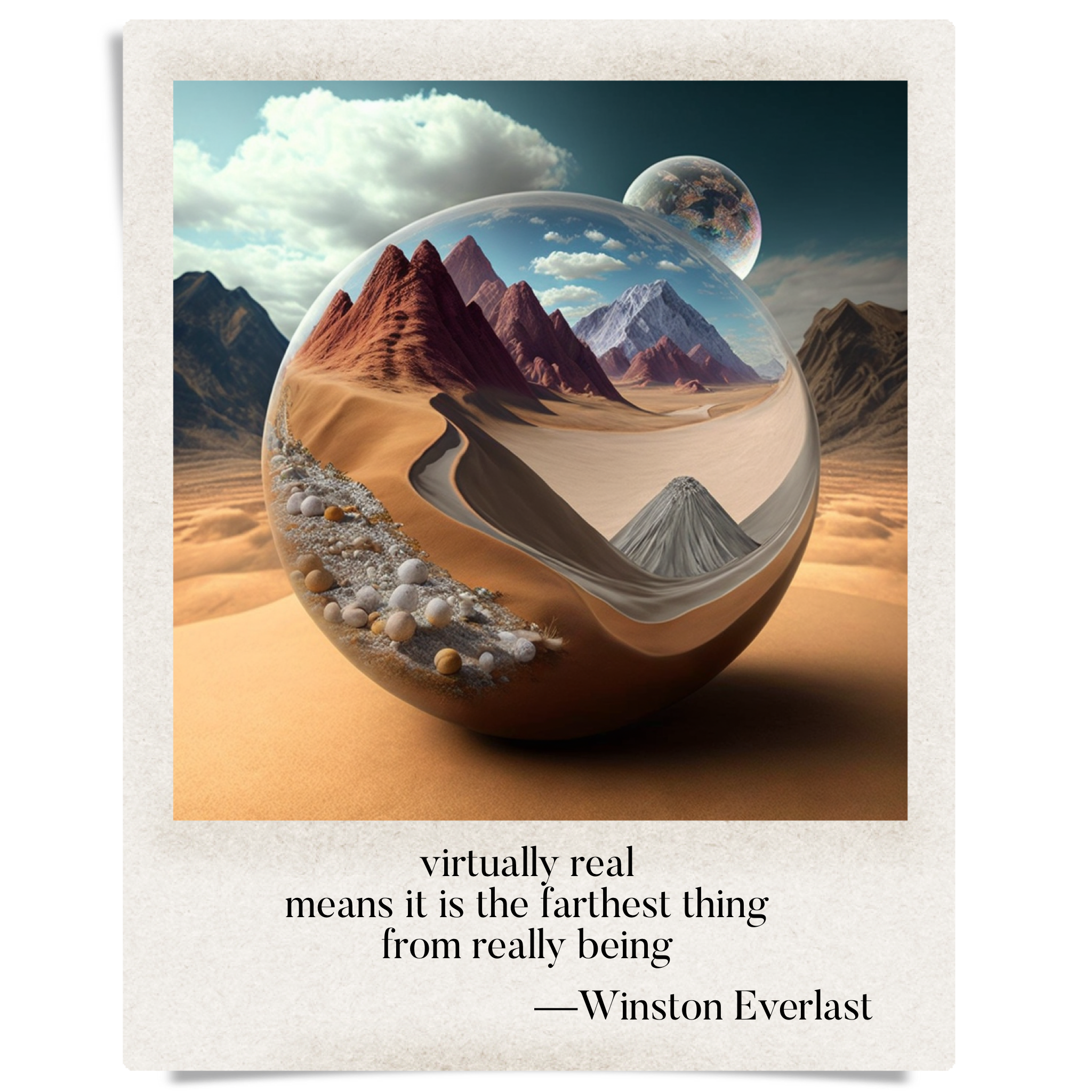 virtually real / means it is the farthest thing / from really being — haiga by Winston Everlast