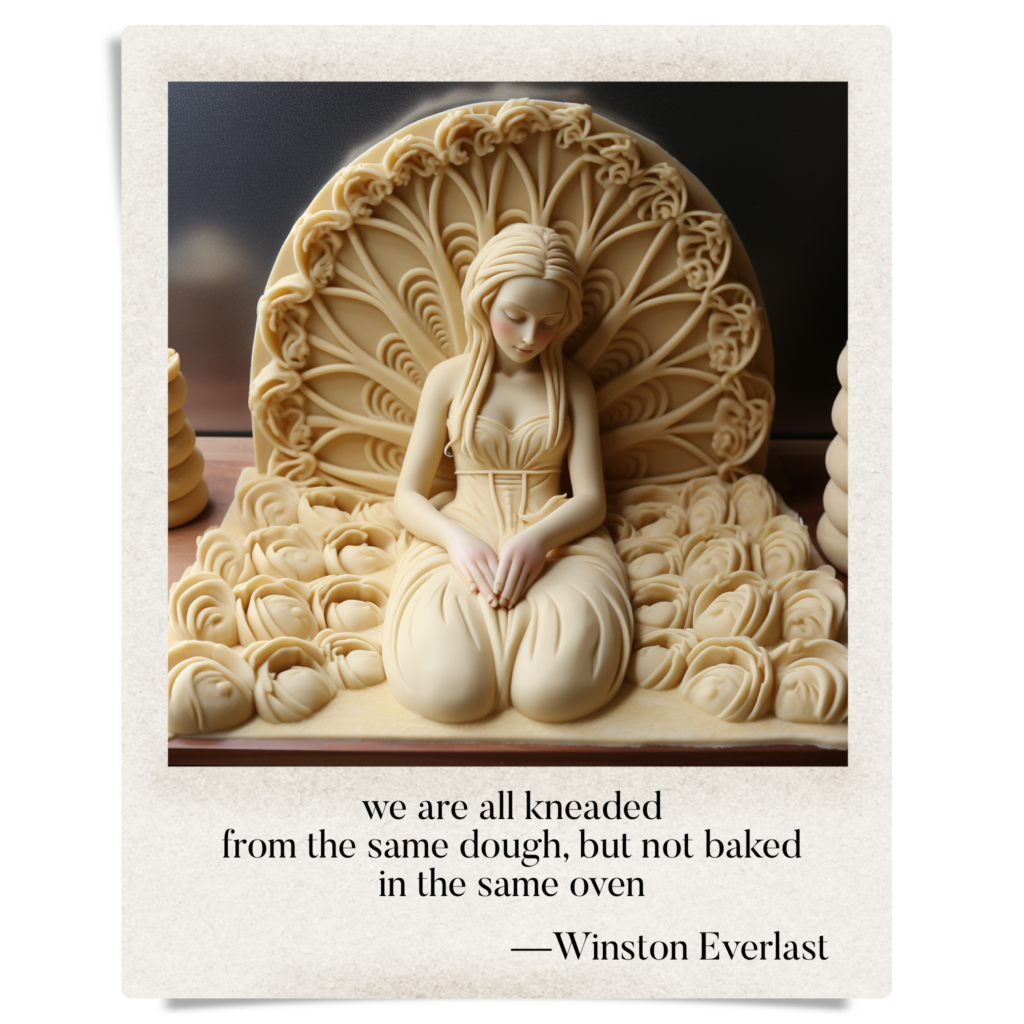 we are all kneaded / from the same dough, but not baked / in the same oven — haiga by Winston Everlast