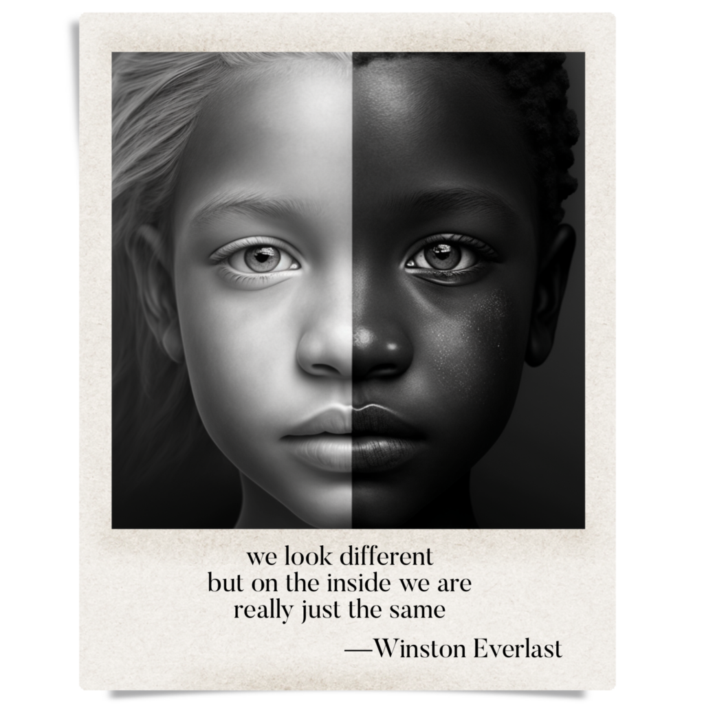 we look different / but on the inside we are / really just the same — haiga by Winston Everlast
