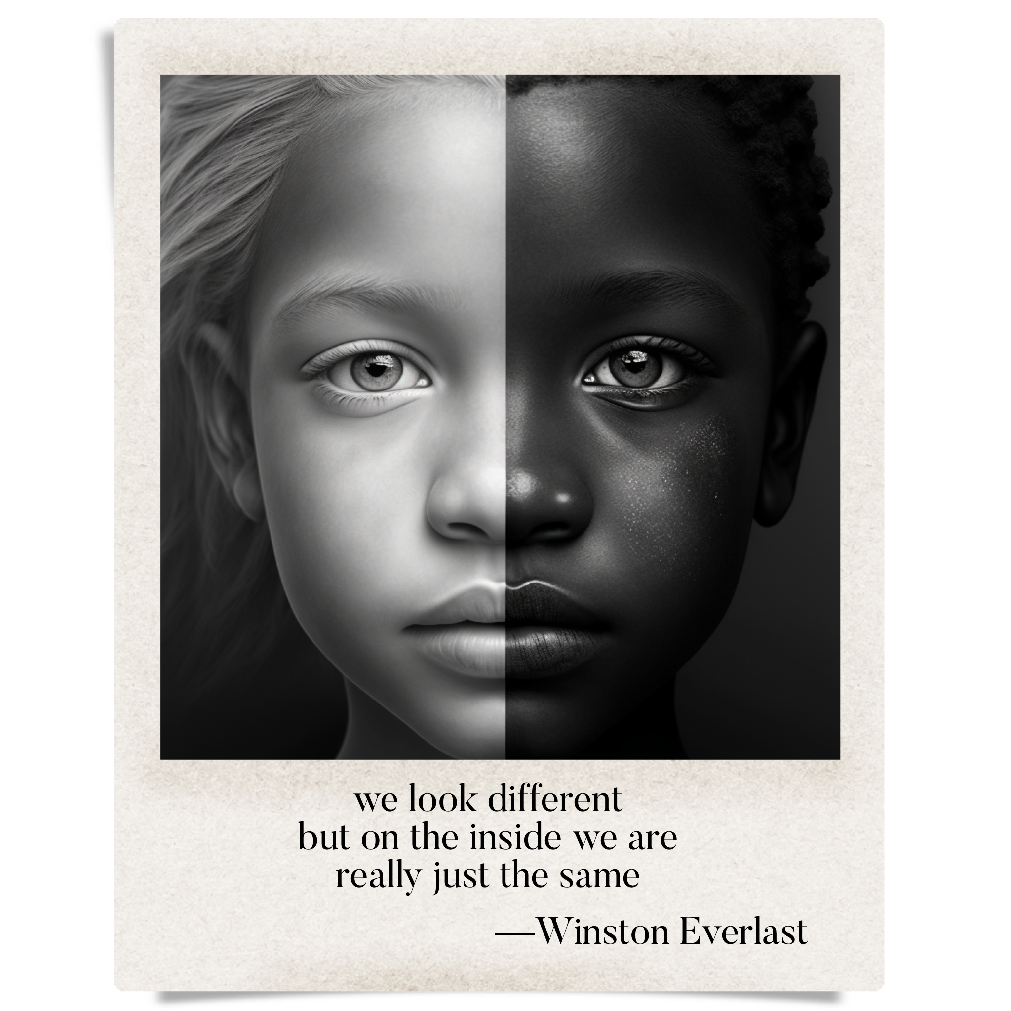 we look different / but on the inside we are / really just the same — haiga by Winston Everlast