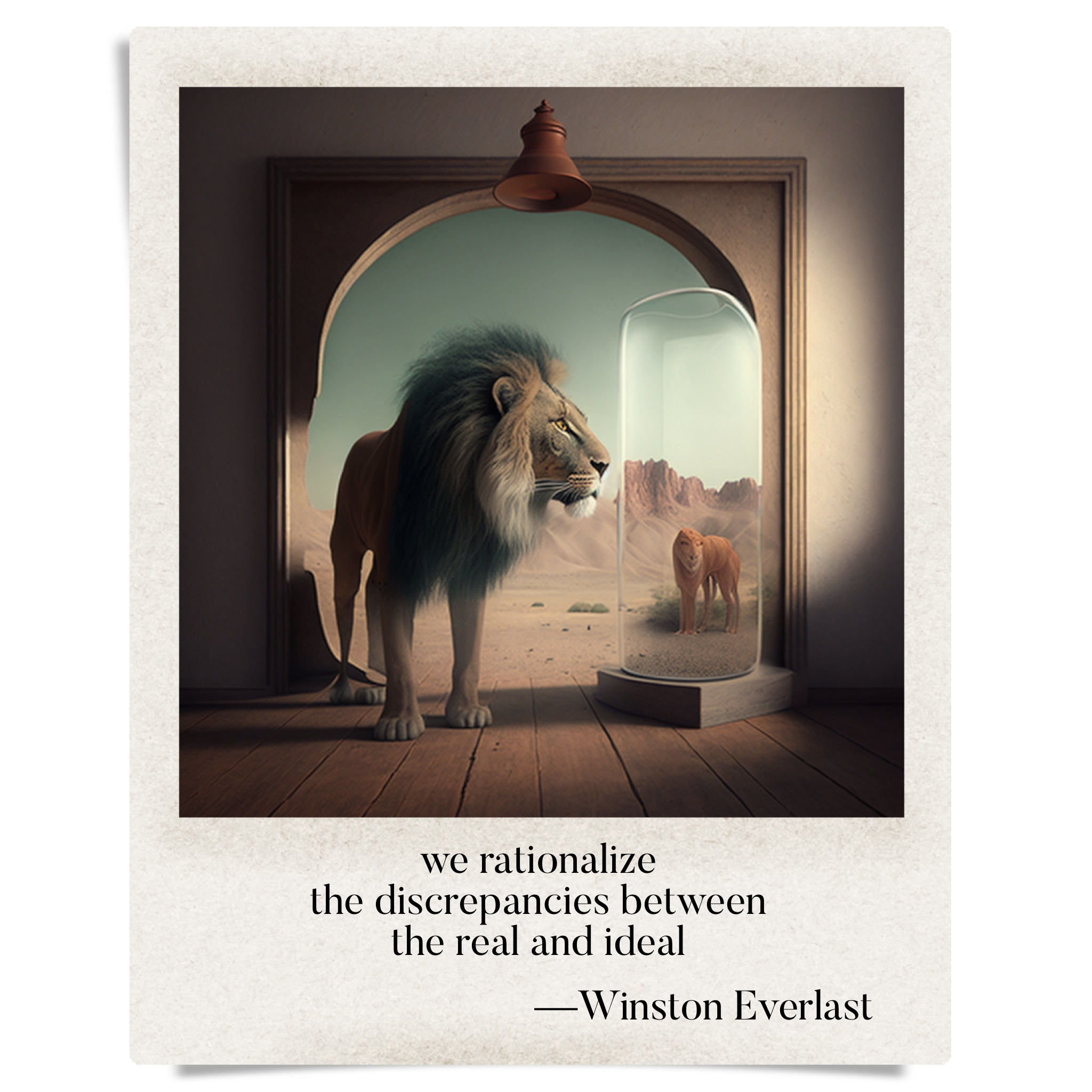 we rationalize / the discrepancies between / the real and ideal — haiga by Winston Everlast