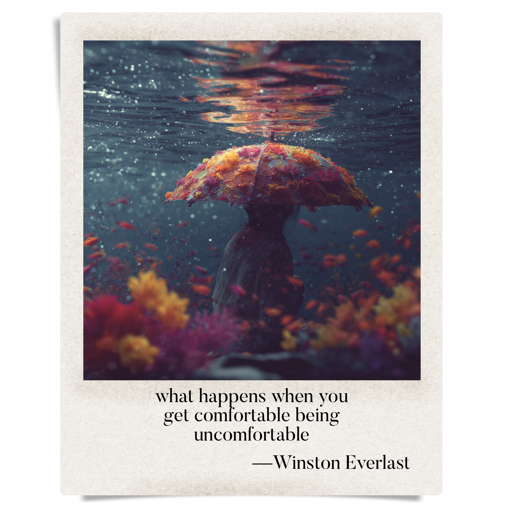 what happens when you / get comfortable being / uncomfortable — haiga by Winston Everlast