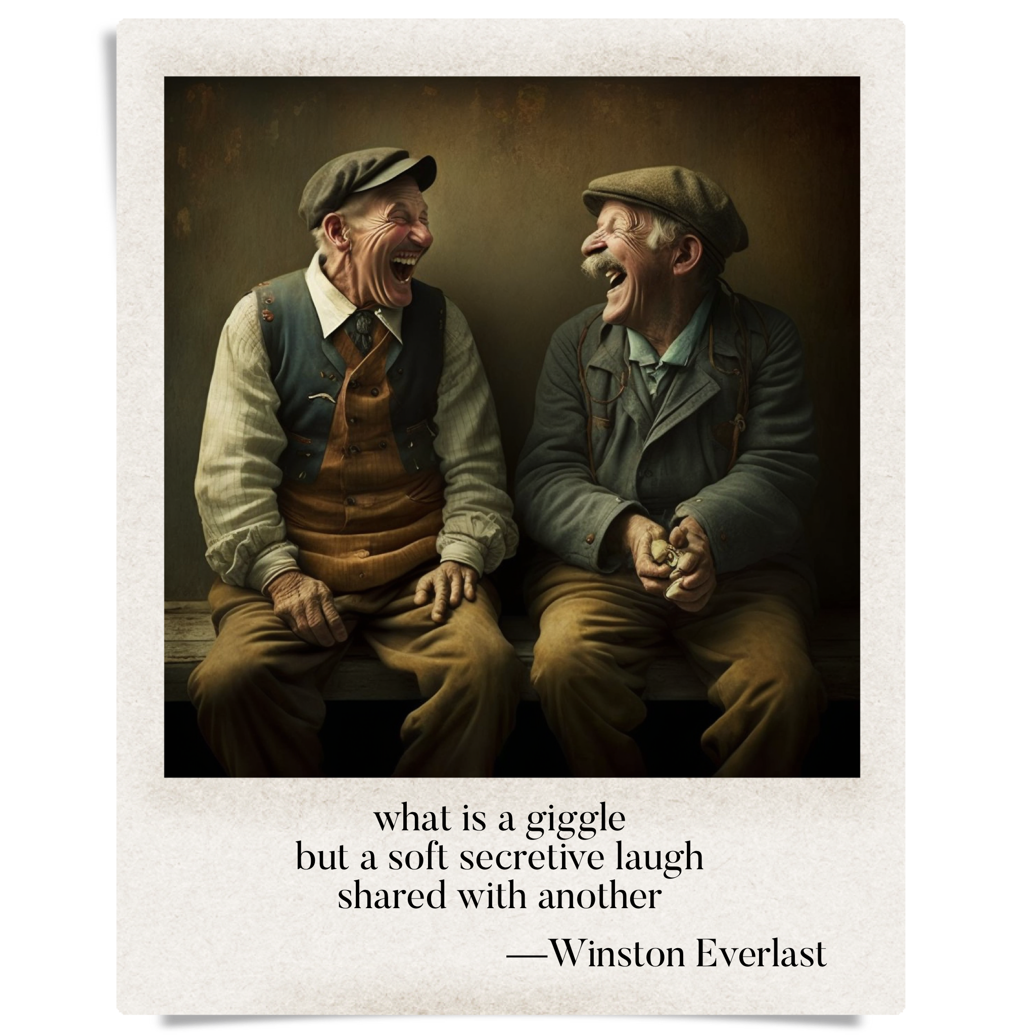 what is a giggle / but a soft secretive laugh / shared with another — haiga by Winston Everlast