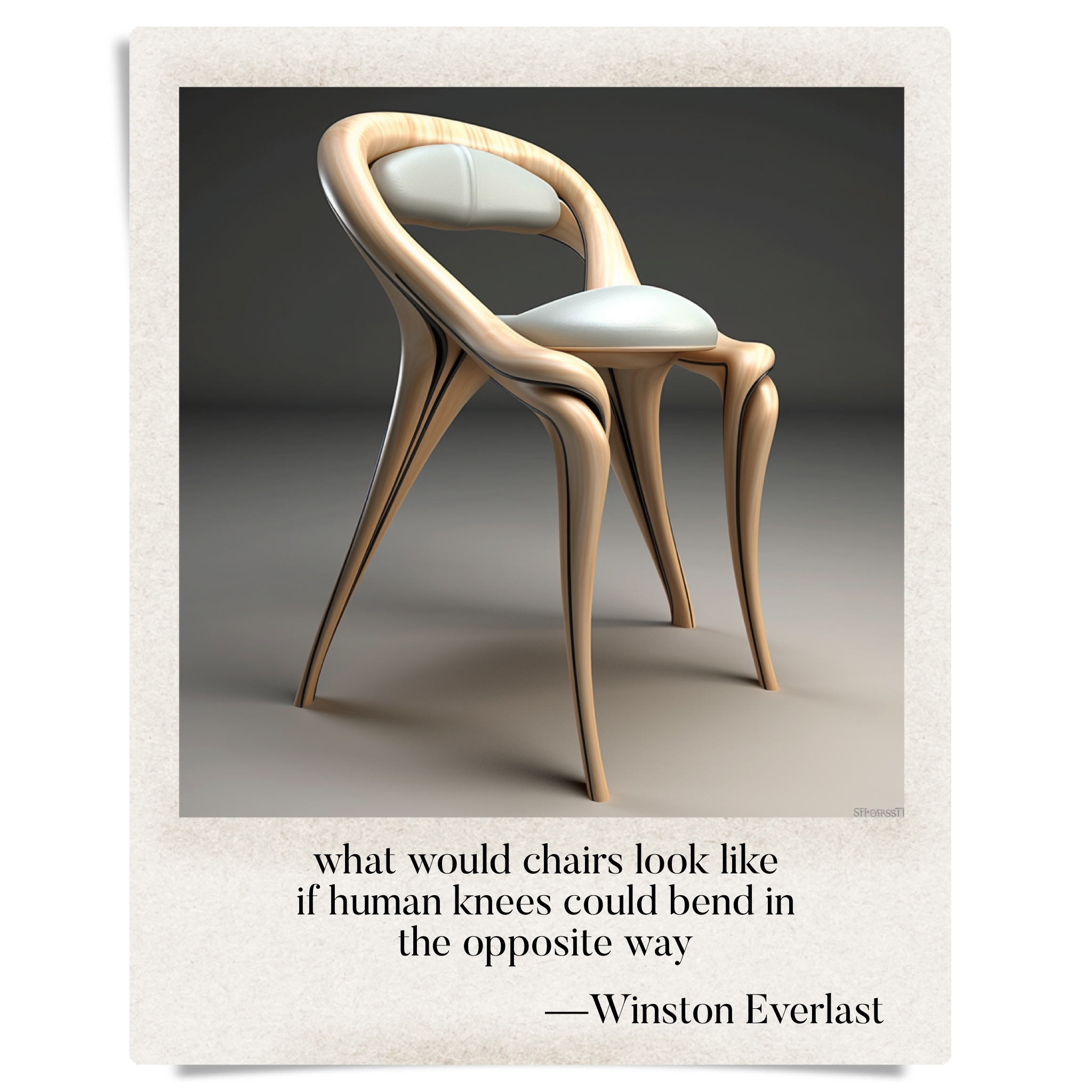 what would chairs look like / if human knees could bend in / the opposite way — haiga by Winston Everlast