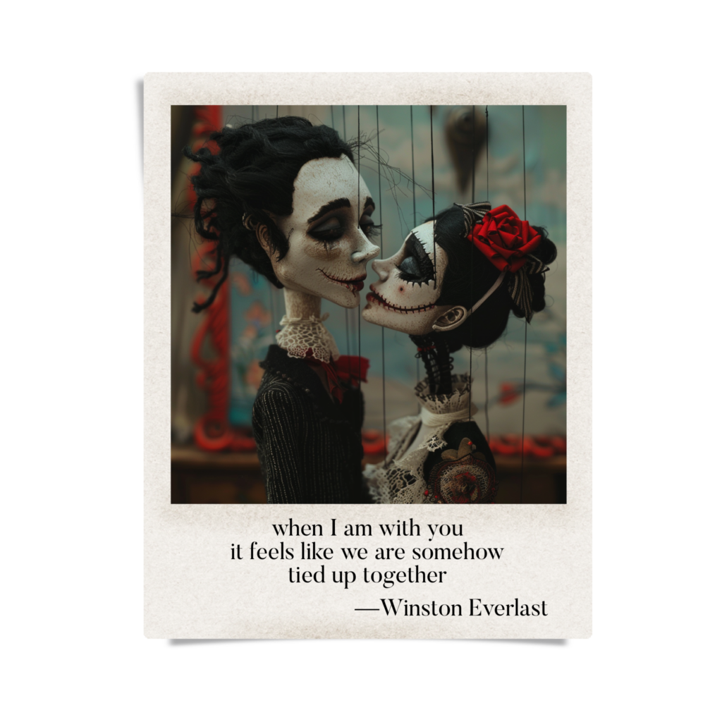 when I am with you / it feels like we are somehow / tied up together — haiga by Winston Everlast