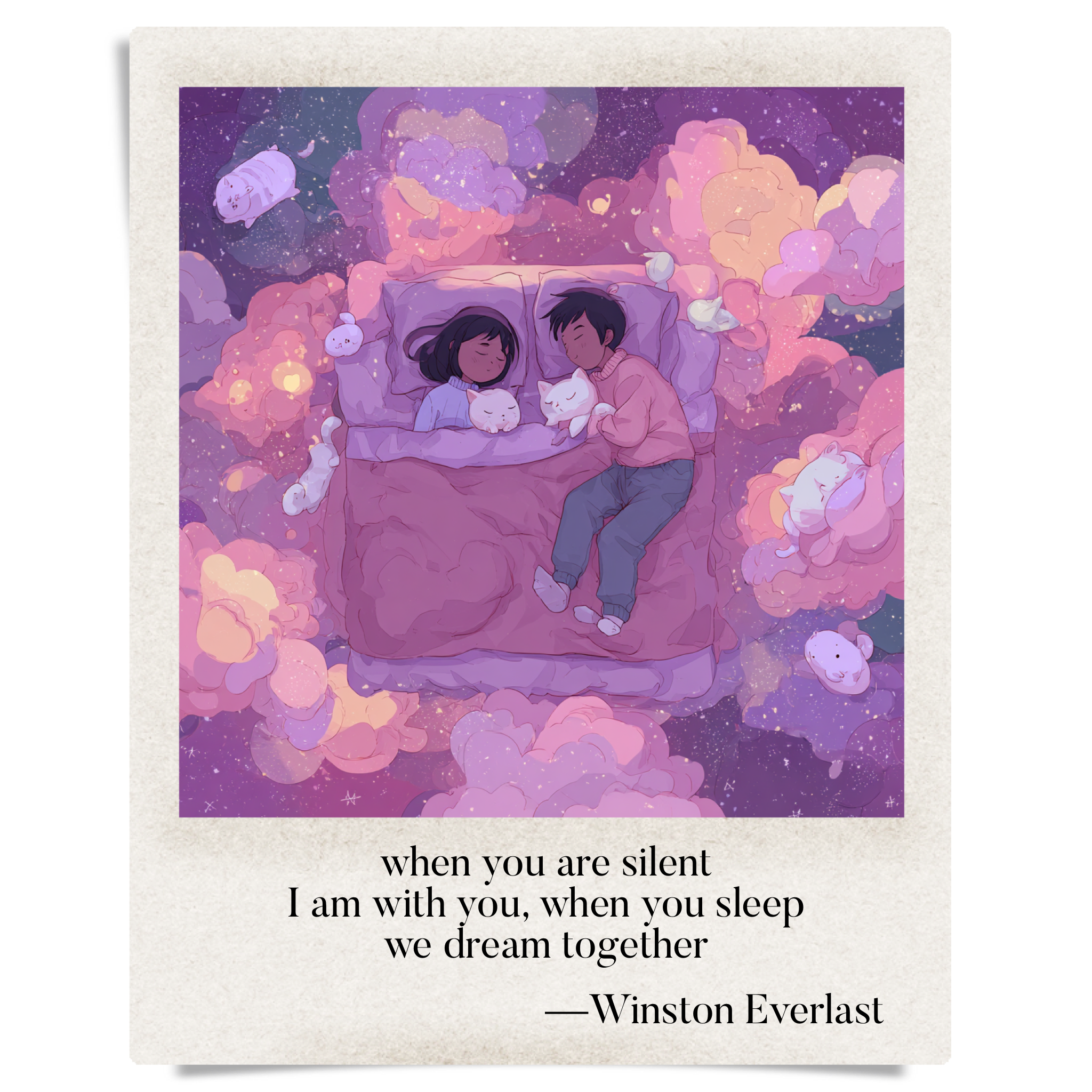 when you are silent / I am with you, when you sleep / we dream together — haiga by Winston Everlast