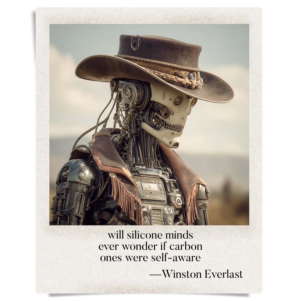 will silicone minds / ever wonder if carbon / ones were self-aware — haiga by Winston Everlast