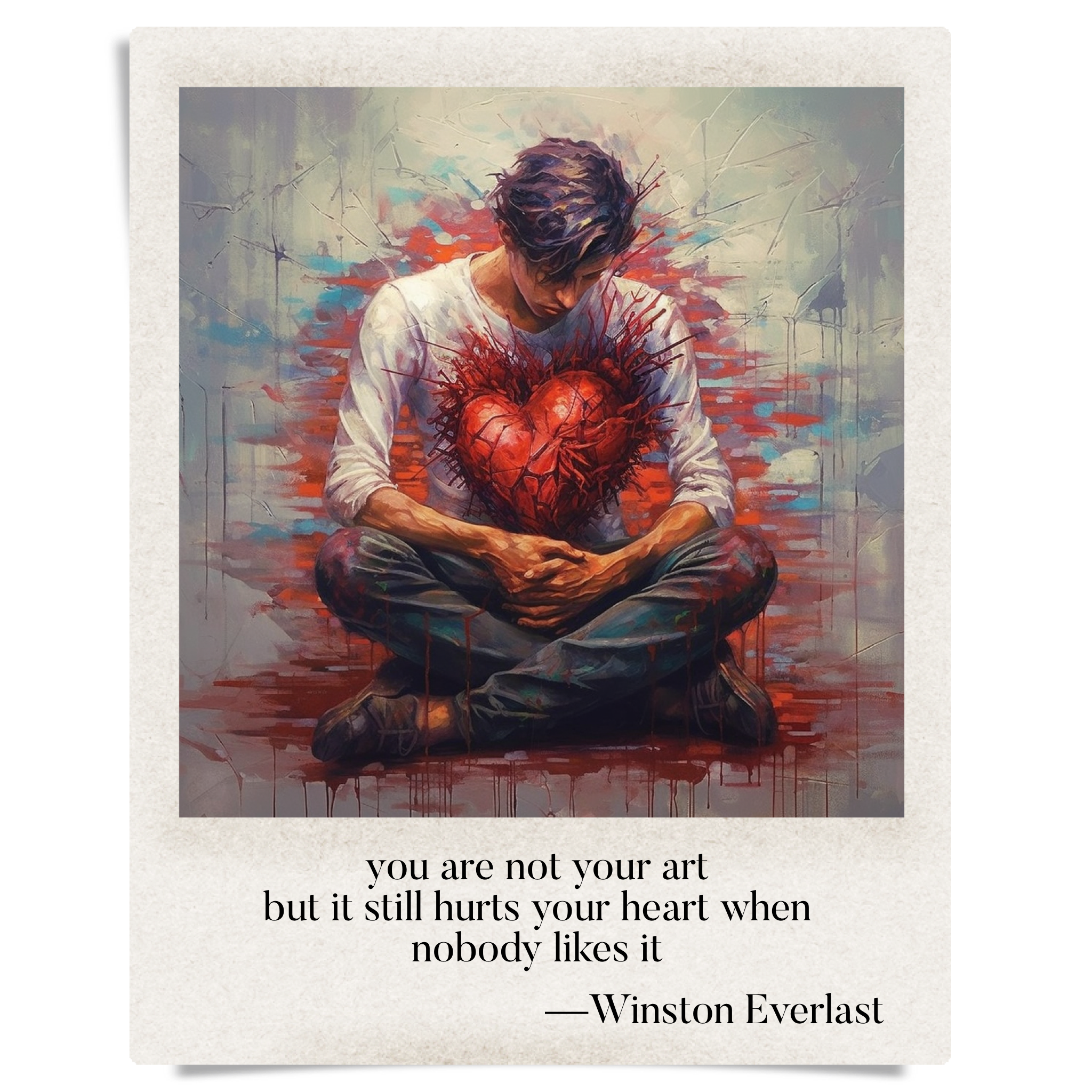 you are not your art / but it still hurts your heart when / nobody likes it — haiga by Winston Everlast