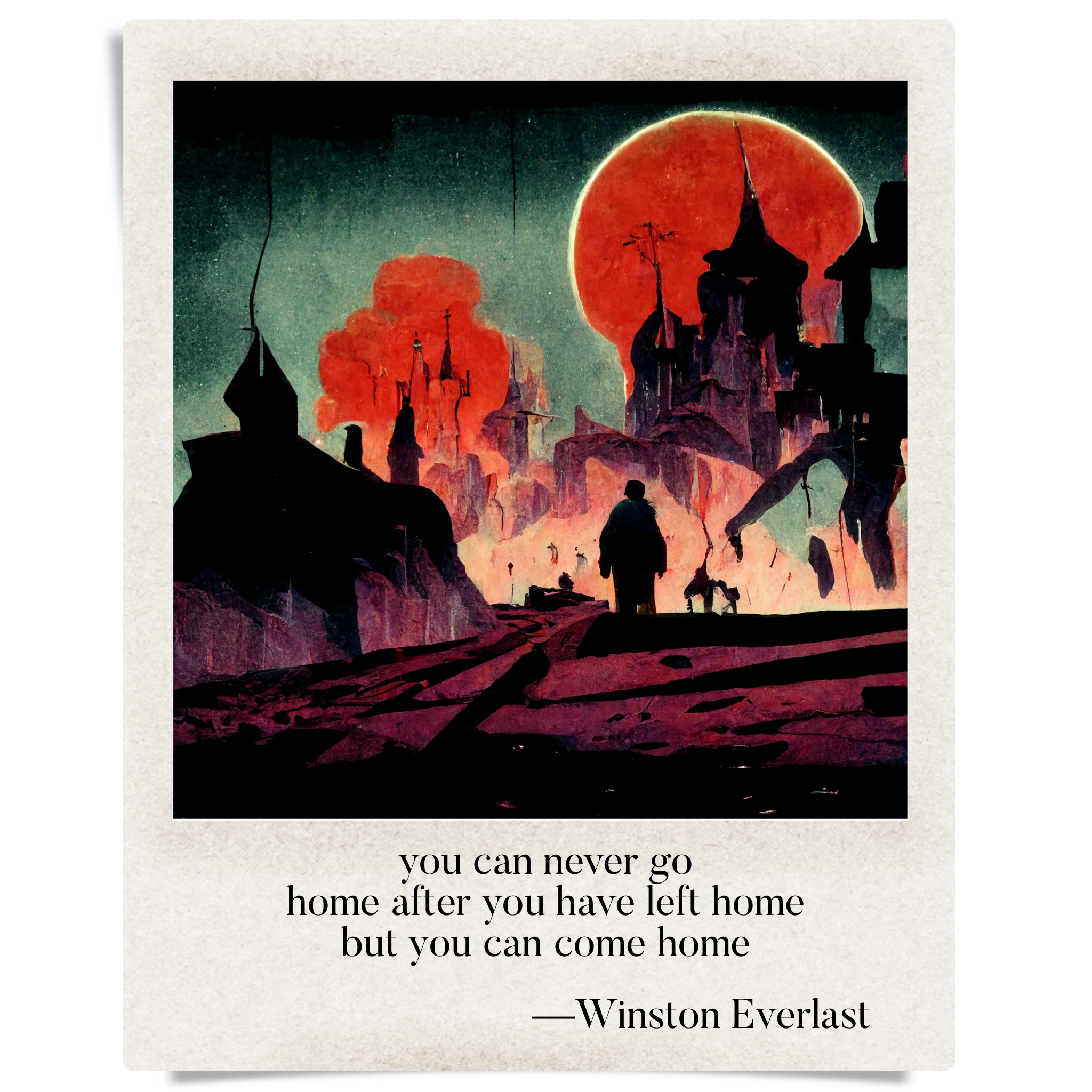you can never go / home after you have left home / but you can come home — haiga by Winston Everlast