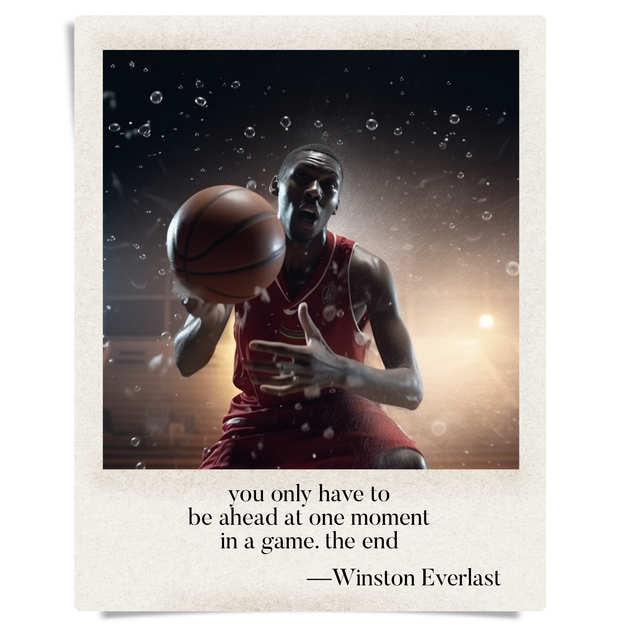 you only have to / be ahead at one moment / in a game. the end — haiga by Winston Everlast