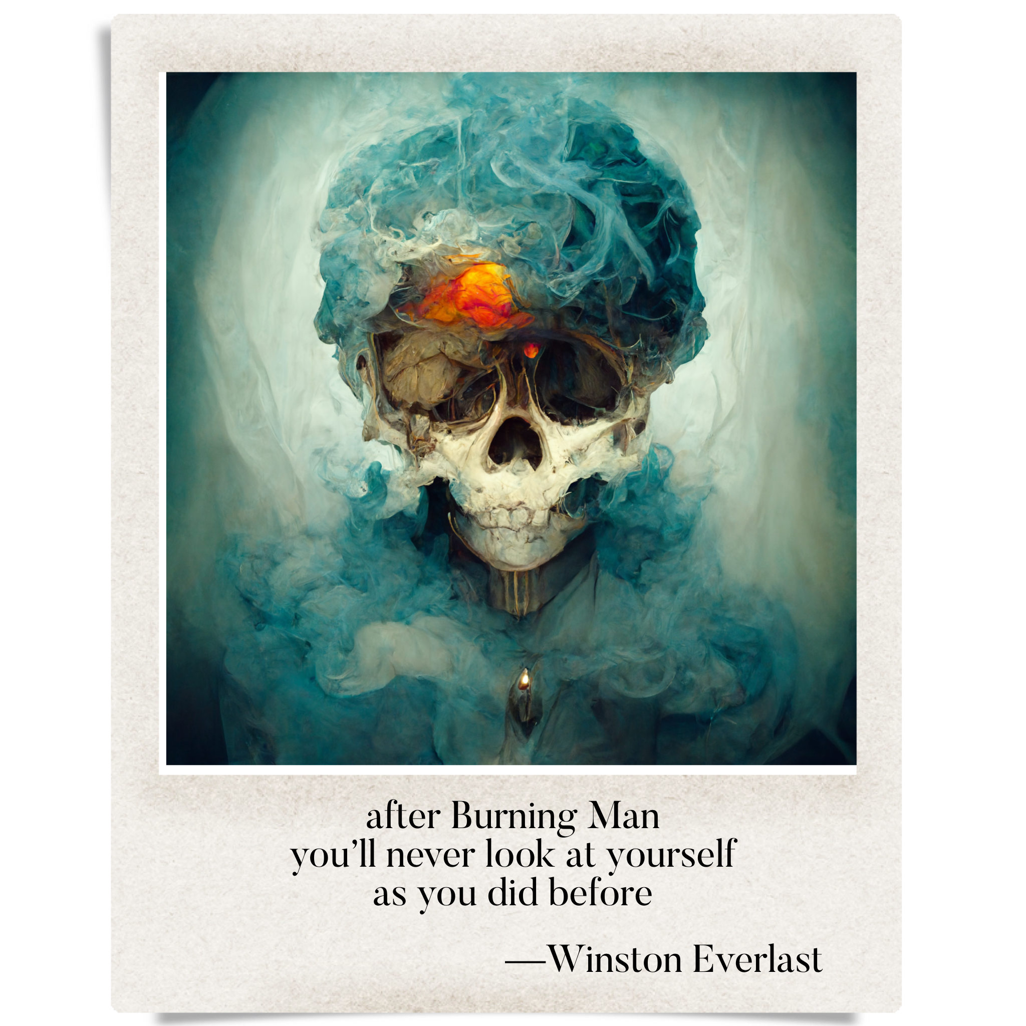 after Burning Man / you'll never look at yourself / as you did before — haiga by Winston Everlast