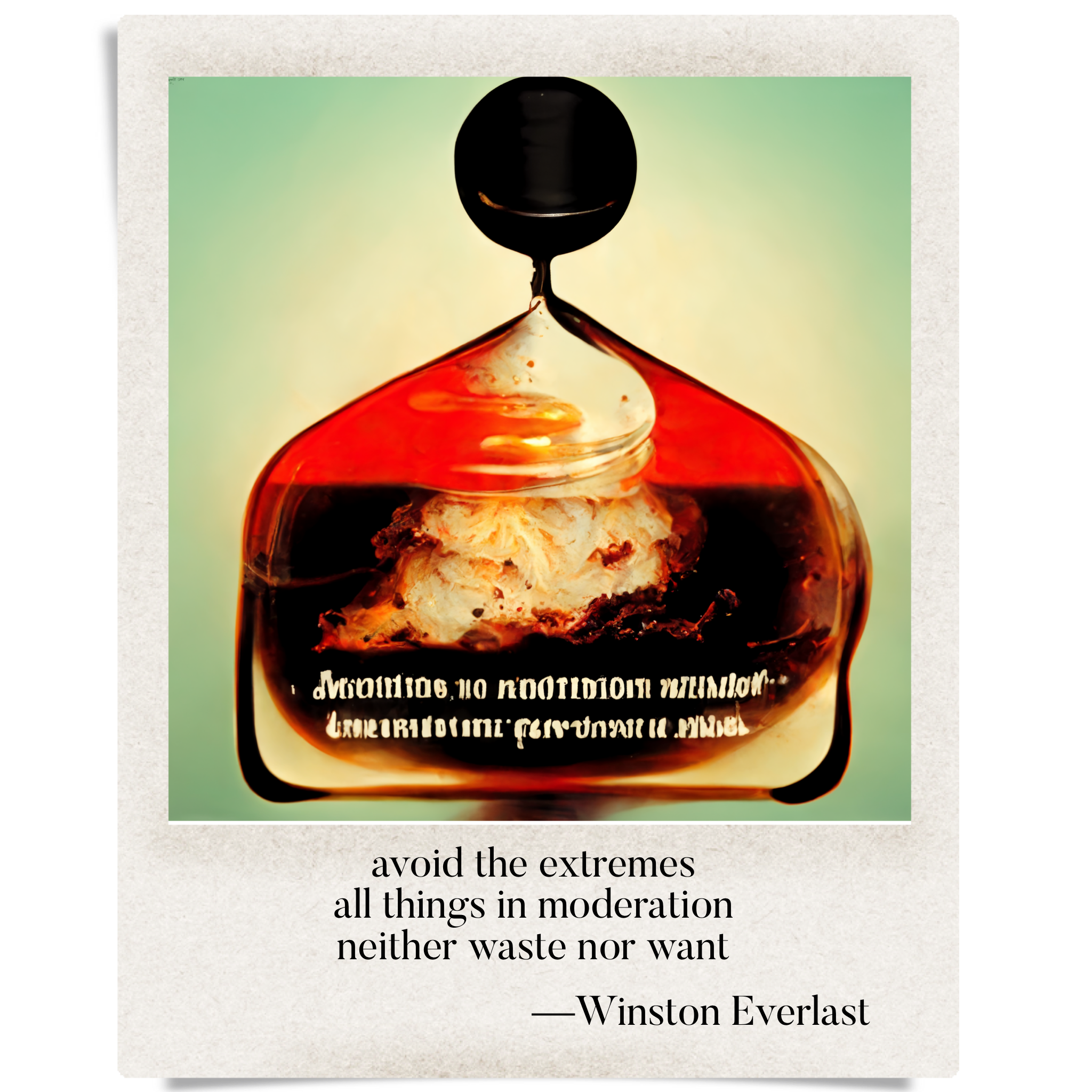 avoid the extremes / all things in moderation / neither waste nor want — haiga by Winston Everlast