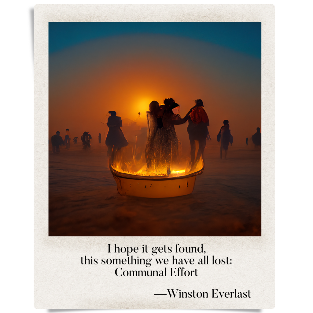 I hope it gets found, / this something we have all lost: / Communal Effort — haiga by Winston Everlast