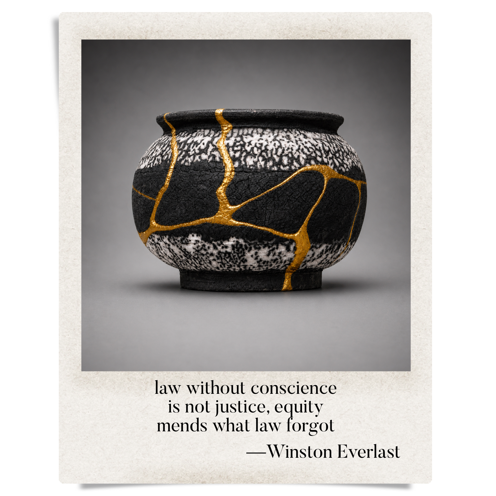 law without conscience / is not justice, equity / mends what law forgot — haiga by Winston Everlast