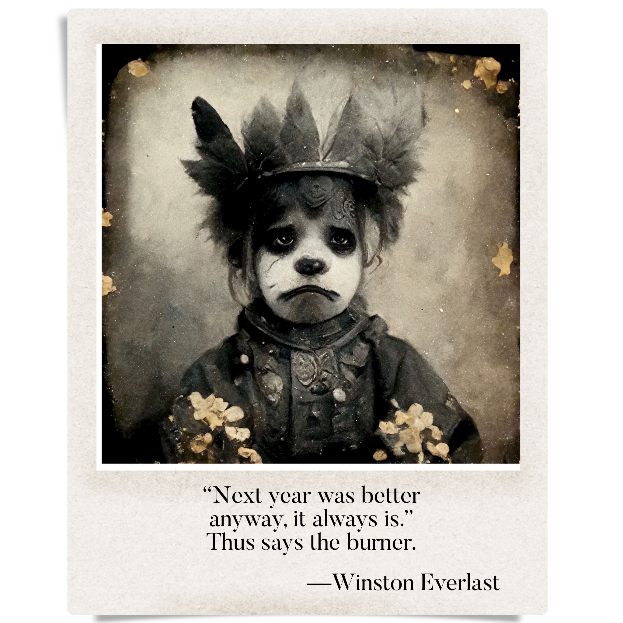 "Next year was better anyway, it always is." / Thus says the burner. — haiga by Winston Everlast