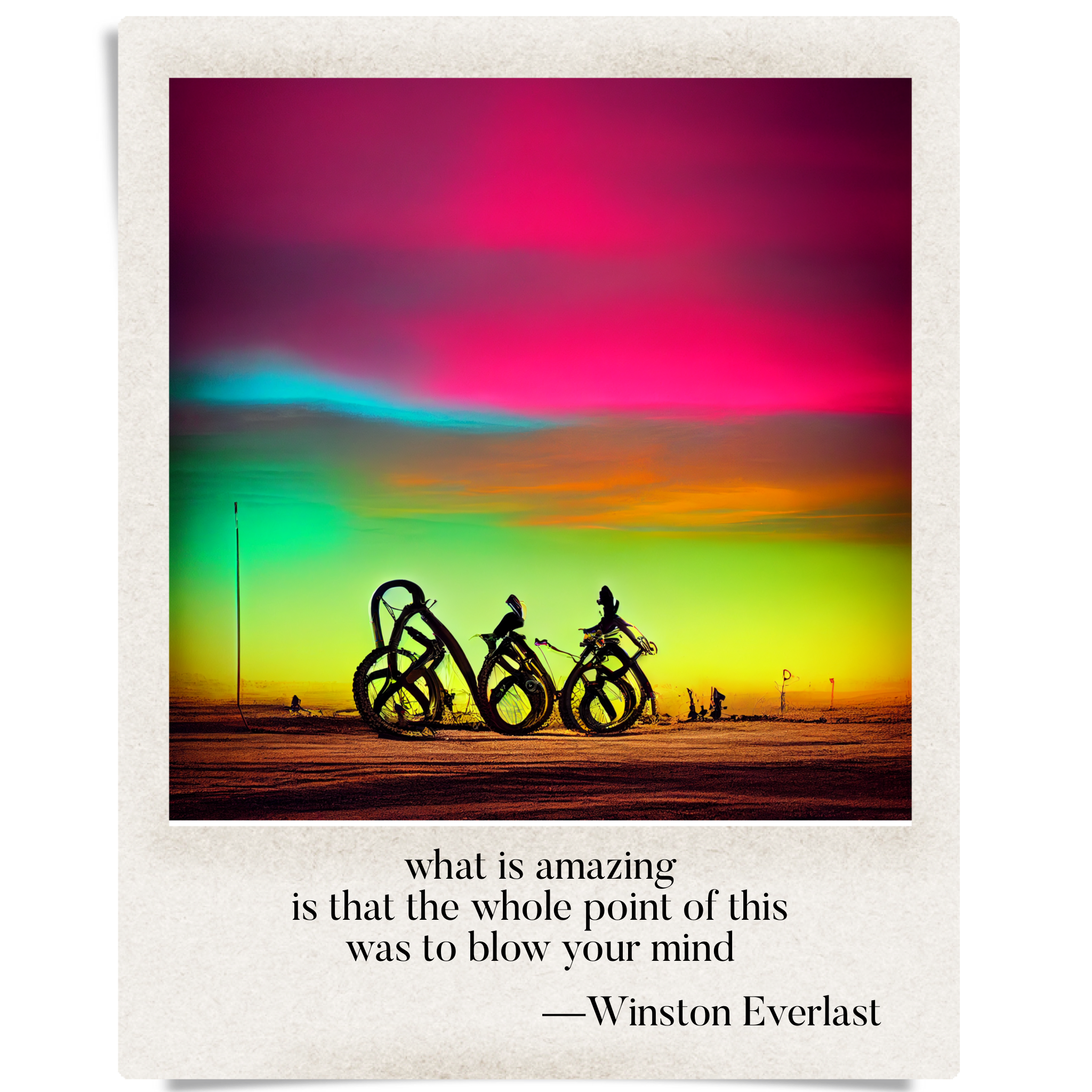 what is amazing / is that the whole point of this / was to blow your mind — haiga by Winston Everlast