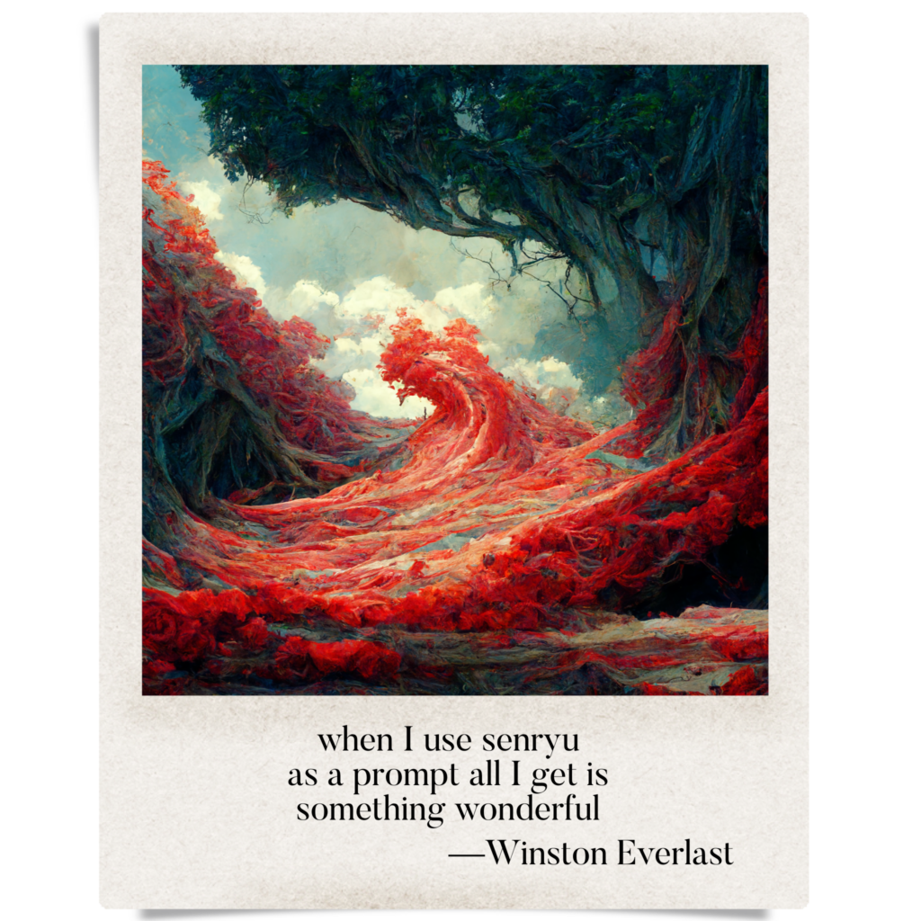 when I use senryu / as a prompt all I get is / something wonderful — haiga by Winston Everlast