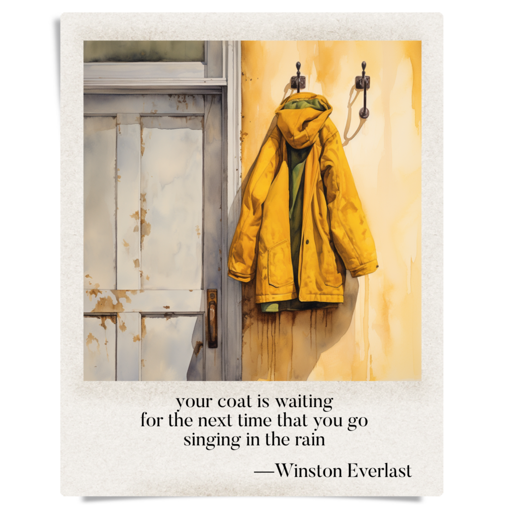 your coal is wailing / for the next time that you go / singing in the rain — haiga by Winston Everlast