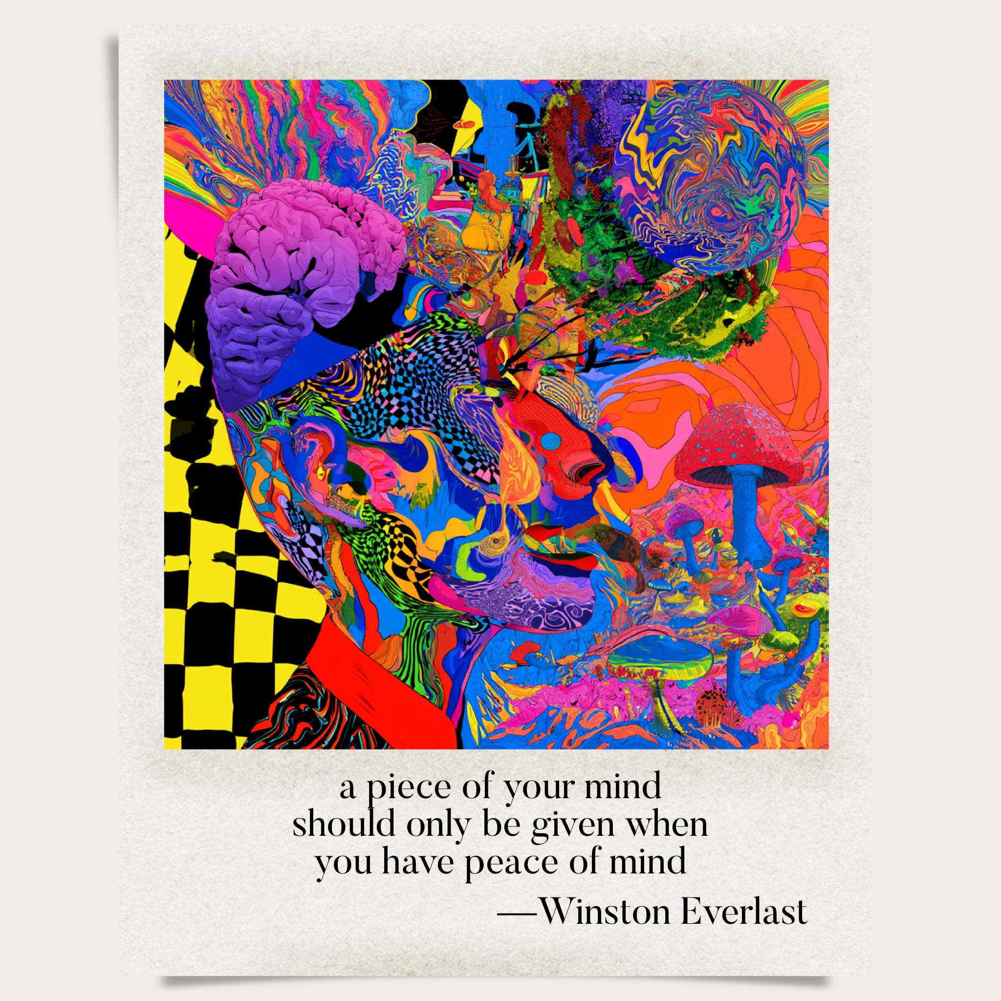 a piece of your mind / should only be given when / you have peace of mind — haiga by Winston Everlast