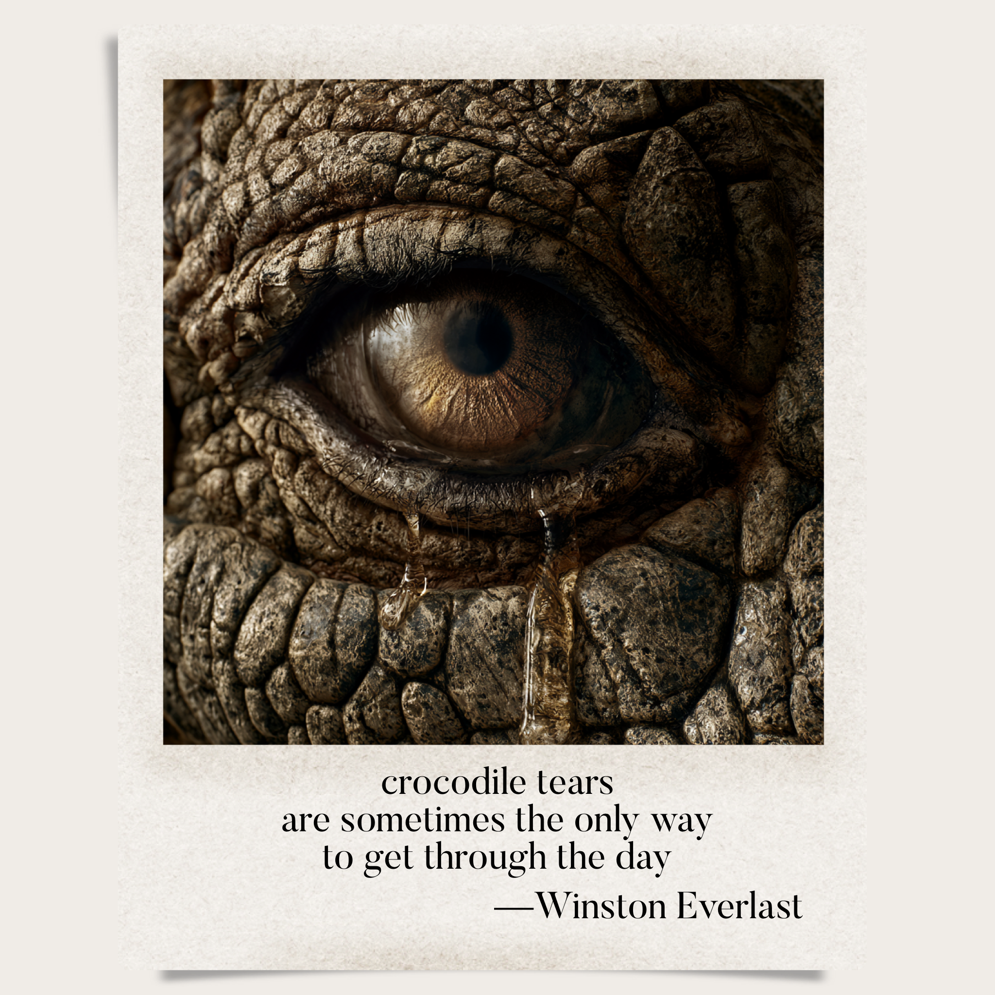 crocodile tears / are sometimes the only way / to get through the day — haiga by Winston Everlast