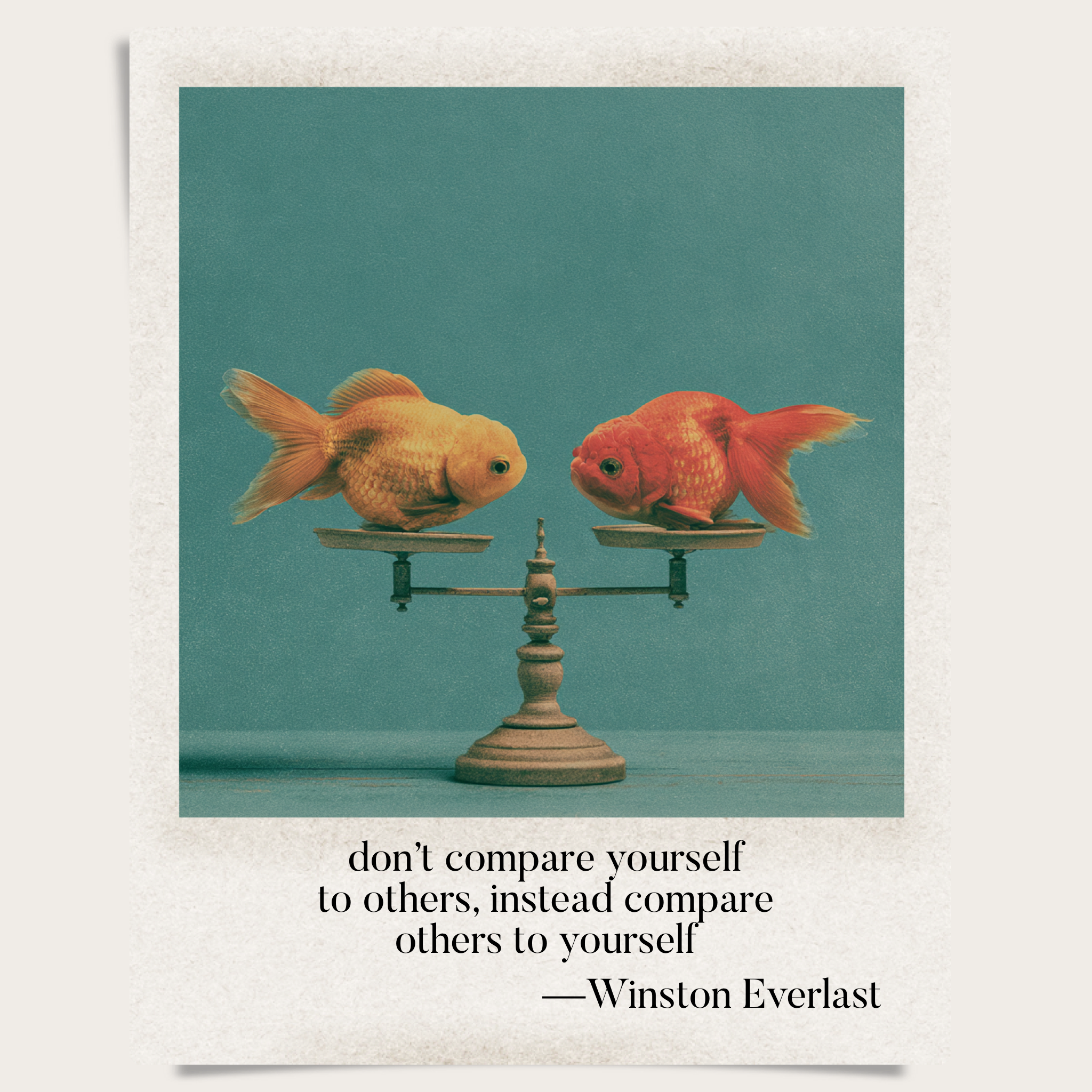 don't compare yourself / to others, instead compare / others to yourself — haiga by Winston Everlast