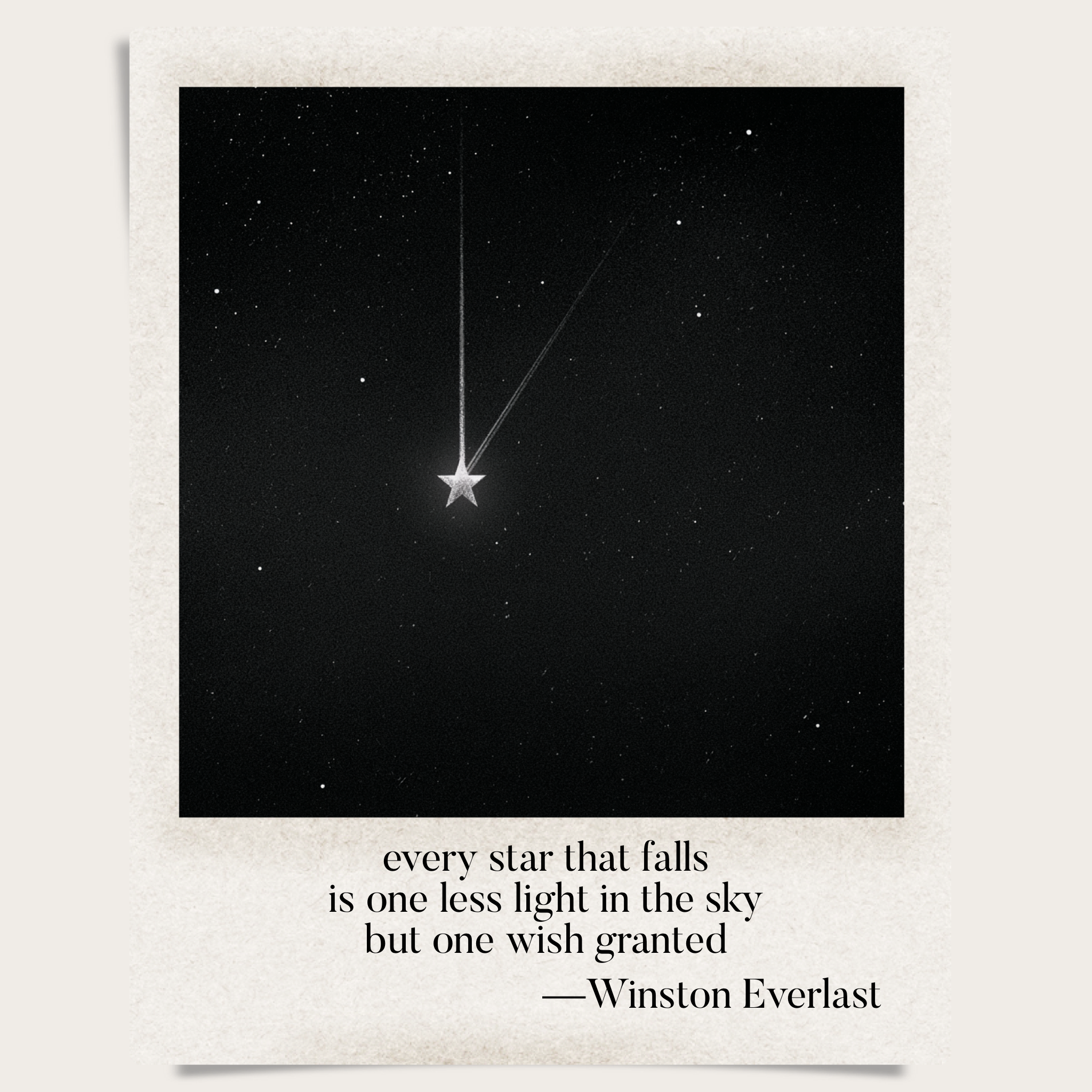 every star that falls / is one less light in the sky / but one wish granted — haiga by Winston Everlast